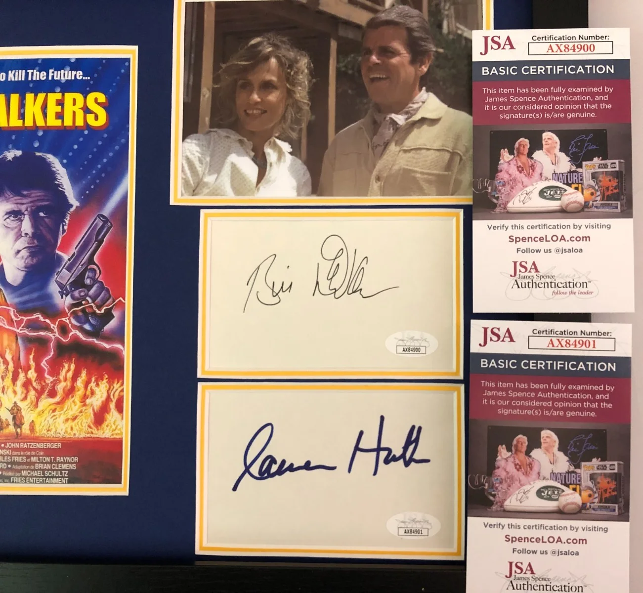 WILLIAM DEVANE, LAUREN HUTTON — WILLIAM DEVANE & LAUREN HUTTON SIGNED FRAMED PHOTO DISPLAY TIME STALKERS JSA COA, image 3