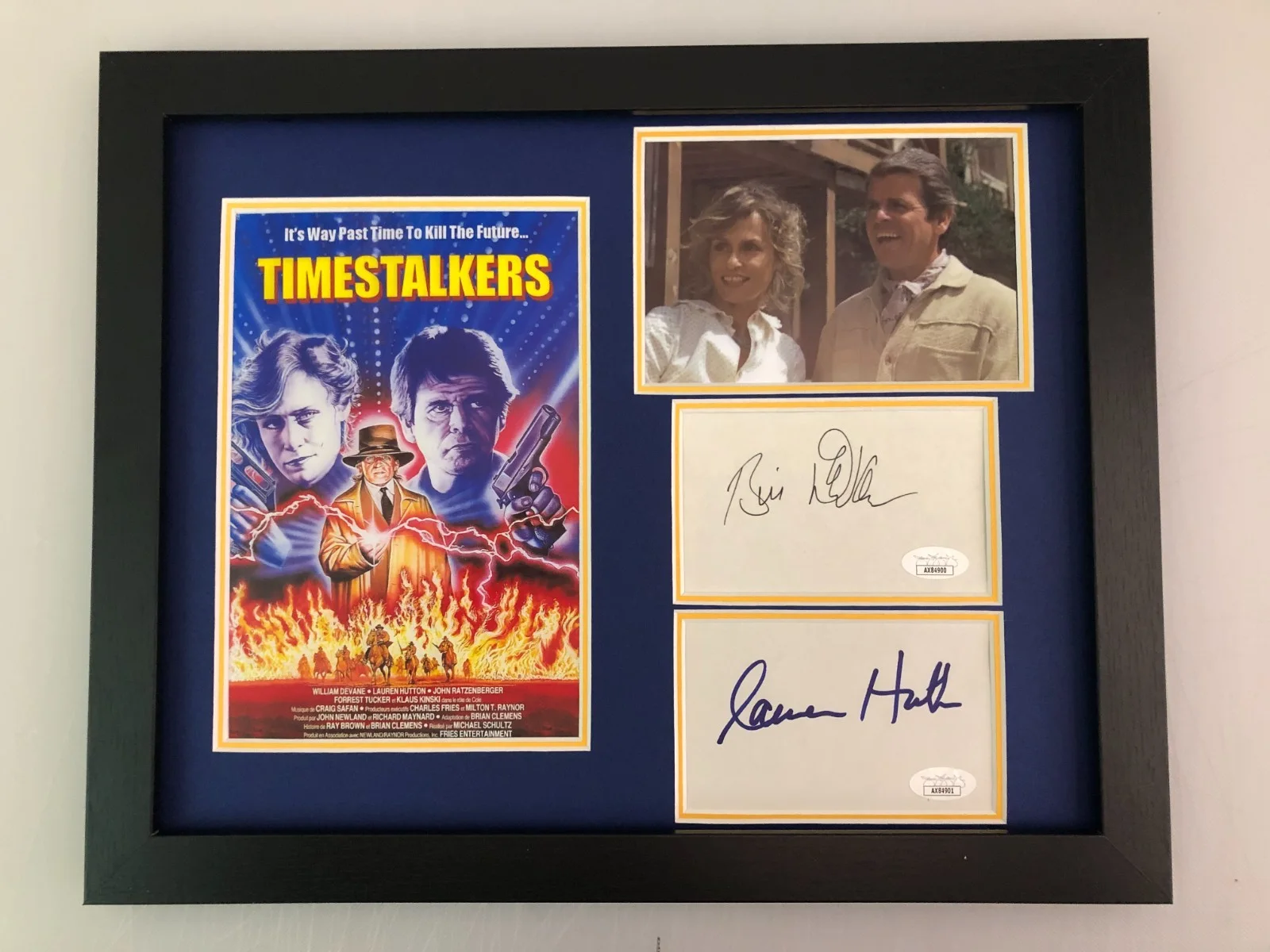WILLIAM DEVANE, LAUREN HUTTON — WILLIAM DEVANE & LAUREN HUTTON SIGNED FRAMED PHOTO DISPLAY TIME STALKERS JSA COA, image 4