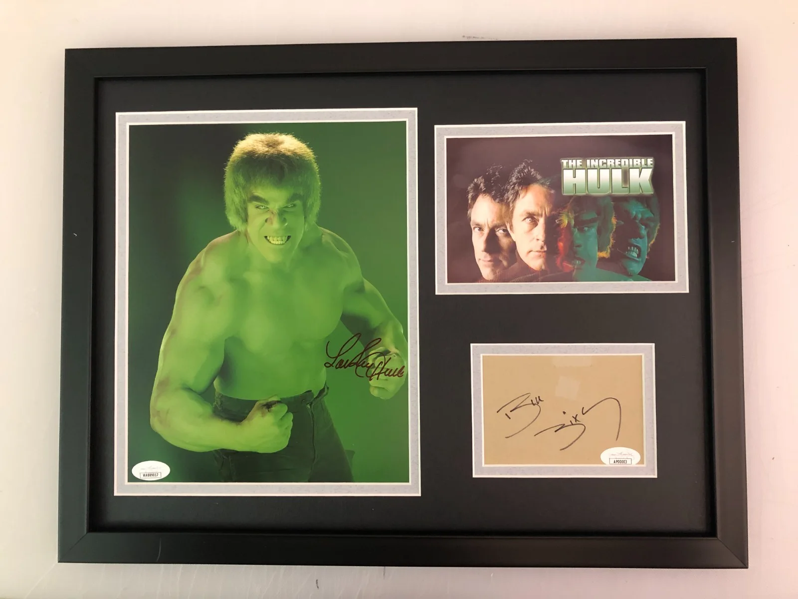 BILL BIXBY, LOU FERRIGNO — BILL BIXBY & LOU FERRIGNO SIGNED PHOTO DISPLAY "THE INCREDIBLE HULK" JSA COA, изображение 5