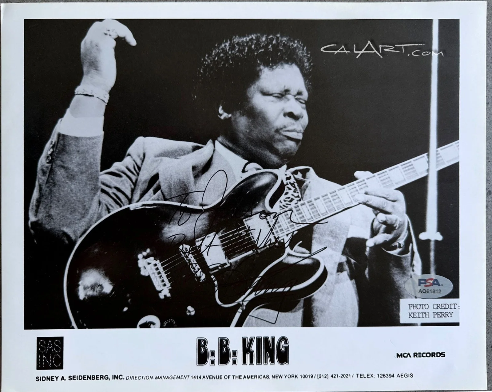 B.B. King — B.B. King Signed 8x10 Photo with His Legendary Guitar "Lucille" PSA/DNA
