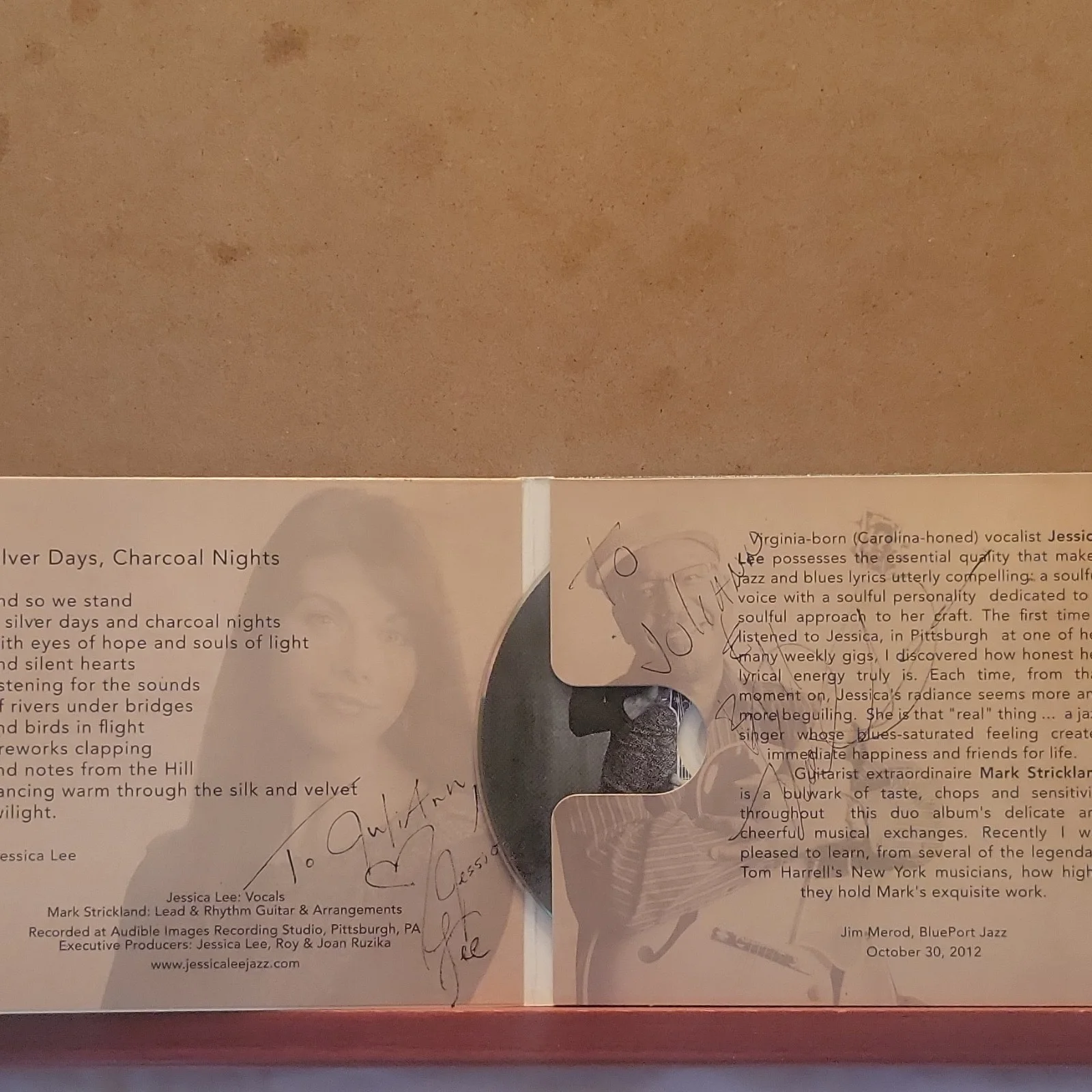Jessica Lee & Mark Strickland Signed CD Silver Days Charcoal Nights, изображение 4