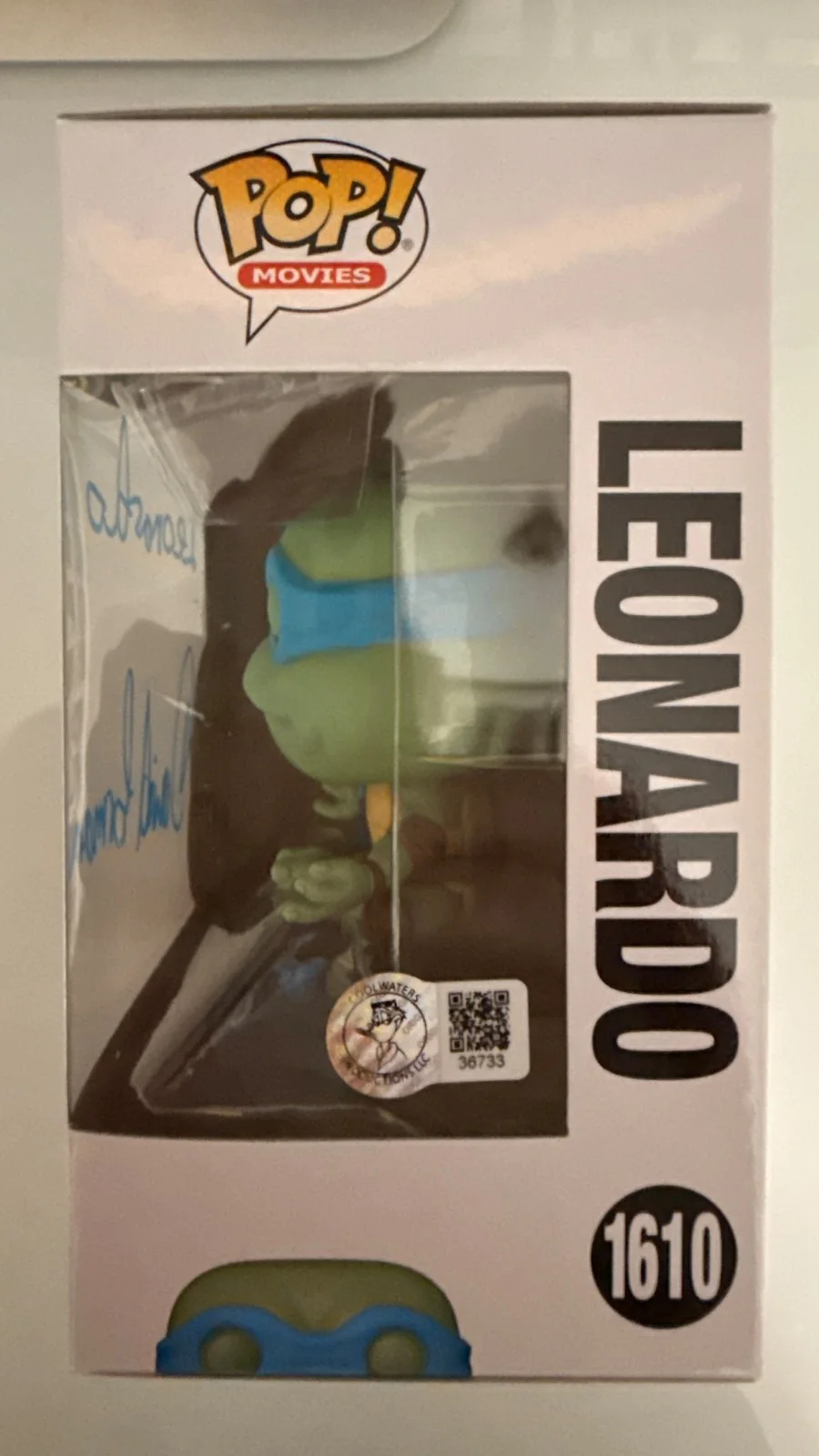 David Forman — TMNT Leonardo FUNKO POP 1610 Autograph signed by David Forman (Coolwaters COA), image 2