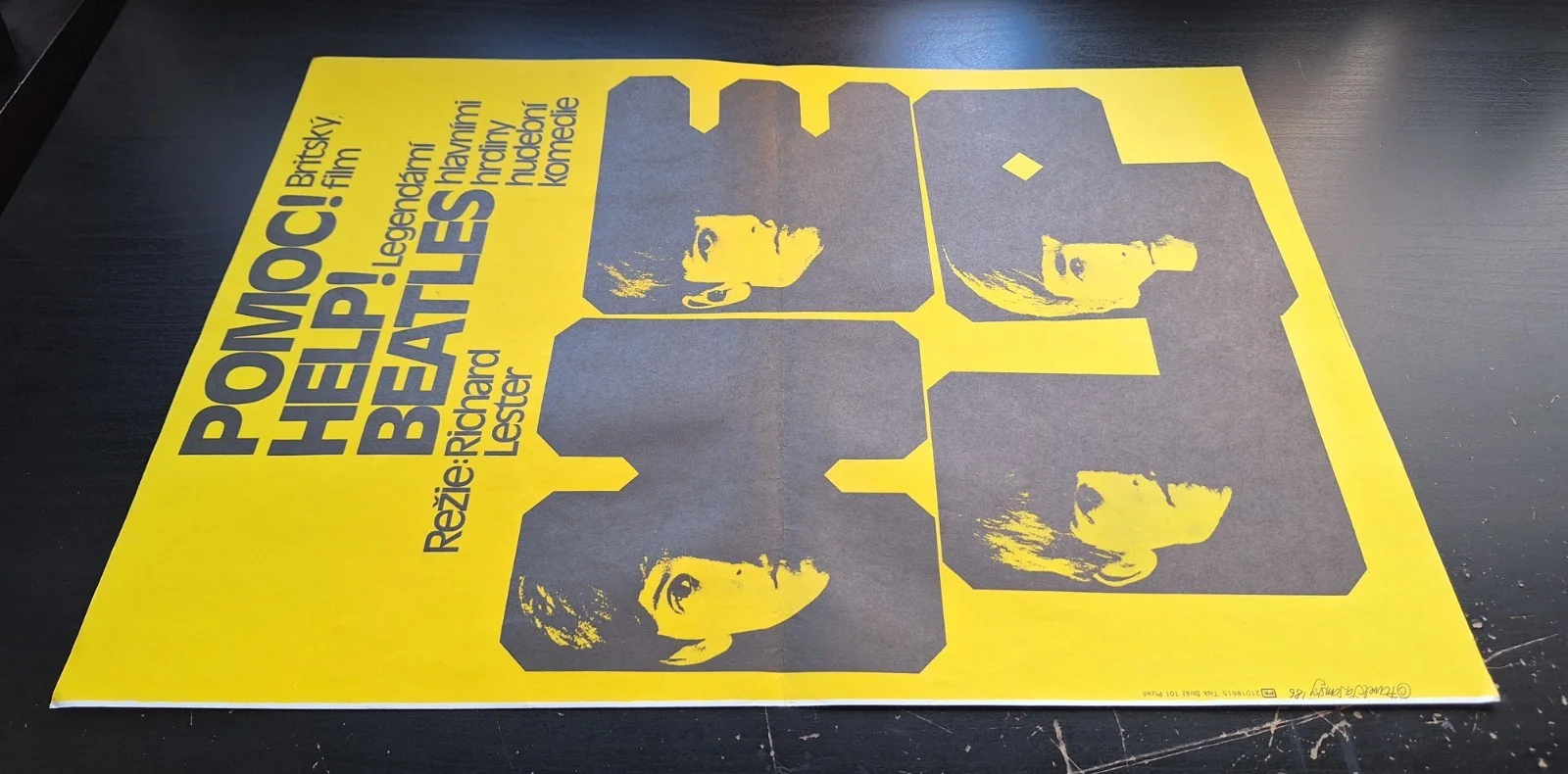 POMOC! HELP! THE BEATLES, ORIGINAL A3 CZECH MOVIE POSTER, PAVEL JASANSKY, изображение 3