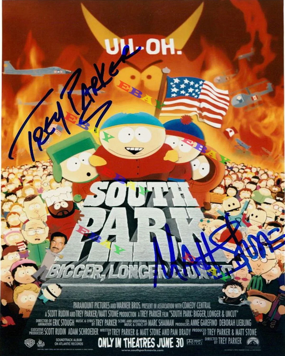 TREY PARKER MATT STONE — SOUTH PARK TV SHOW TREY PARKER MATT STONE 8.5X11 SIGNED PHOTO AUTOGRAPH POSTER