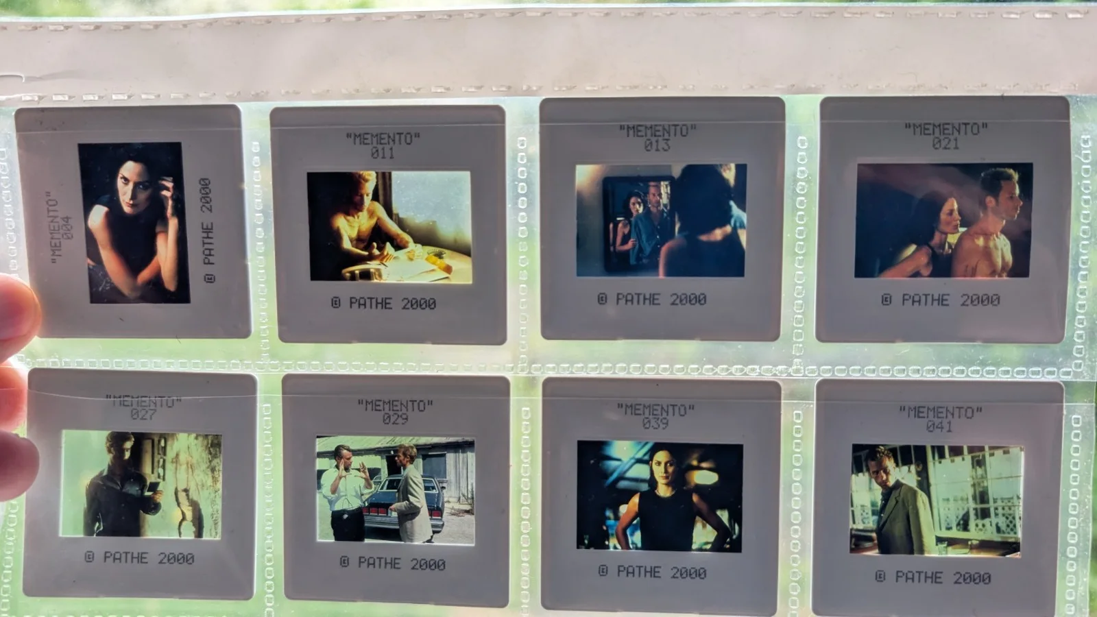 Memento 2000 UK press transparencies x8. Christopher Nolan, Pearce, Moss slides, image 2