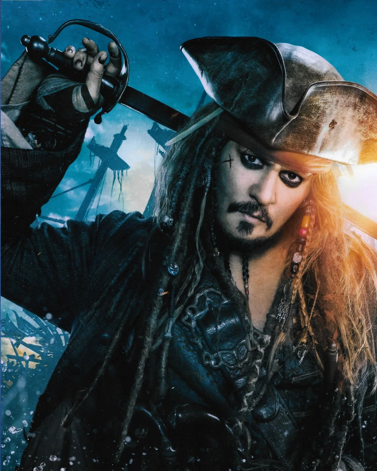 BLACK FRAMED JACK SPARROW PIRATE - GLOSSY PRINTED PICTURE 12"x15" (300 x 380mm), image 2