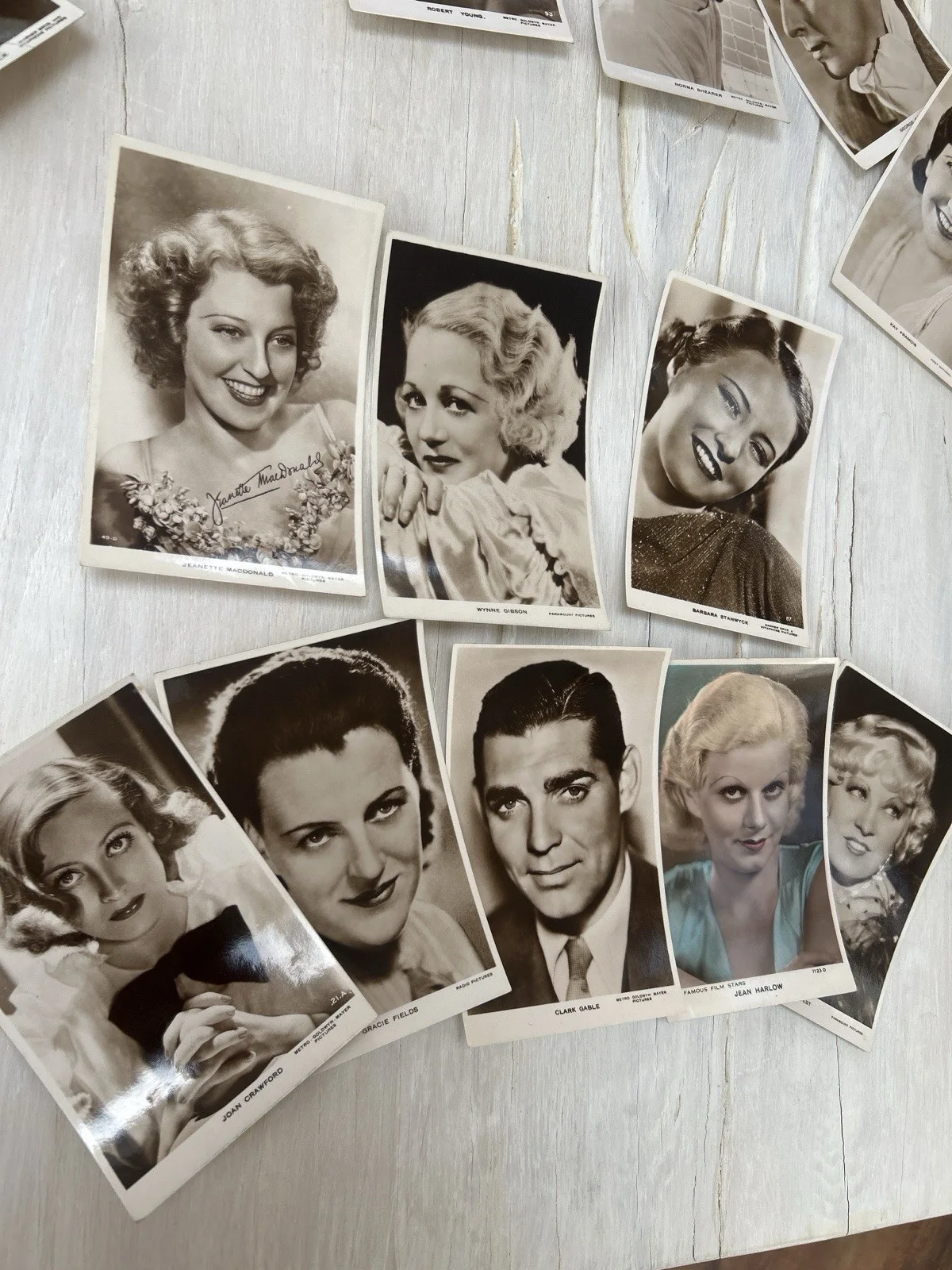 43 Vintage 1930s/40s Hollywood Film Star Real Photo Postcards Gable Harlow RPPC, изображение 3