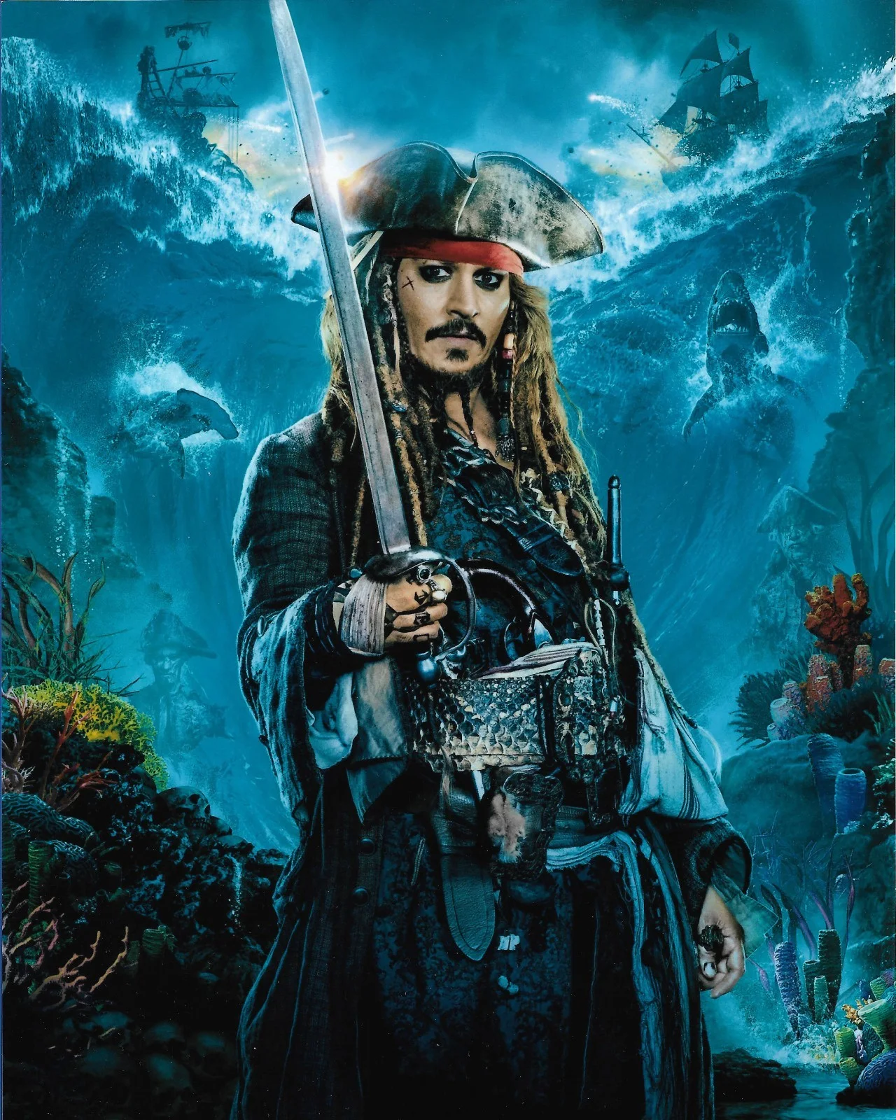 BLACK FRAMED JACK SPARROW SWORD - GLOSSY PRINTED PICTURE 12"x15" (300 x 380mm), image 2