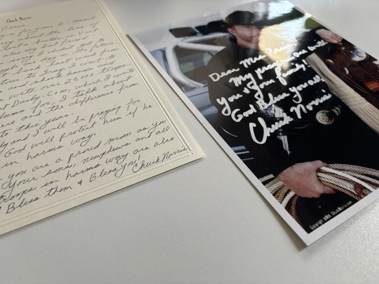Chuck Norris Hand Signed Photo & Autograph Letter Set Cowboy Western Memorabilia, изображение 4