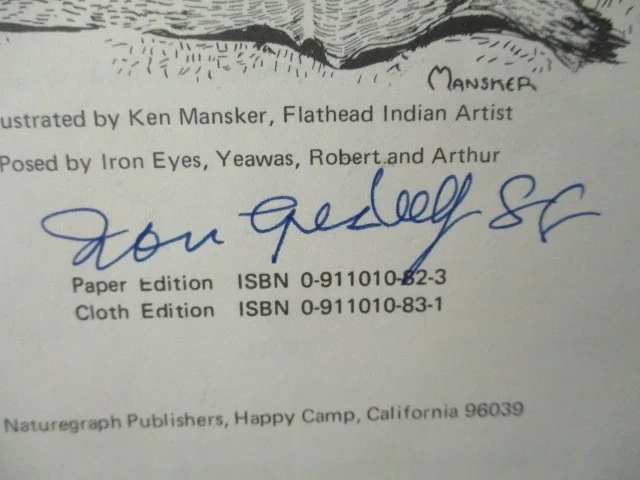 IRON EYES CODY — IRON EYES CODY SC BOOK “INDIAN TALK” SIGNED& INSCRIBED ON TITLE PAGE, image 3