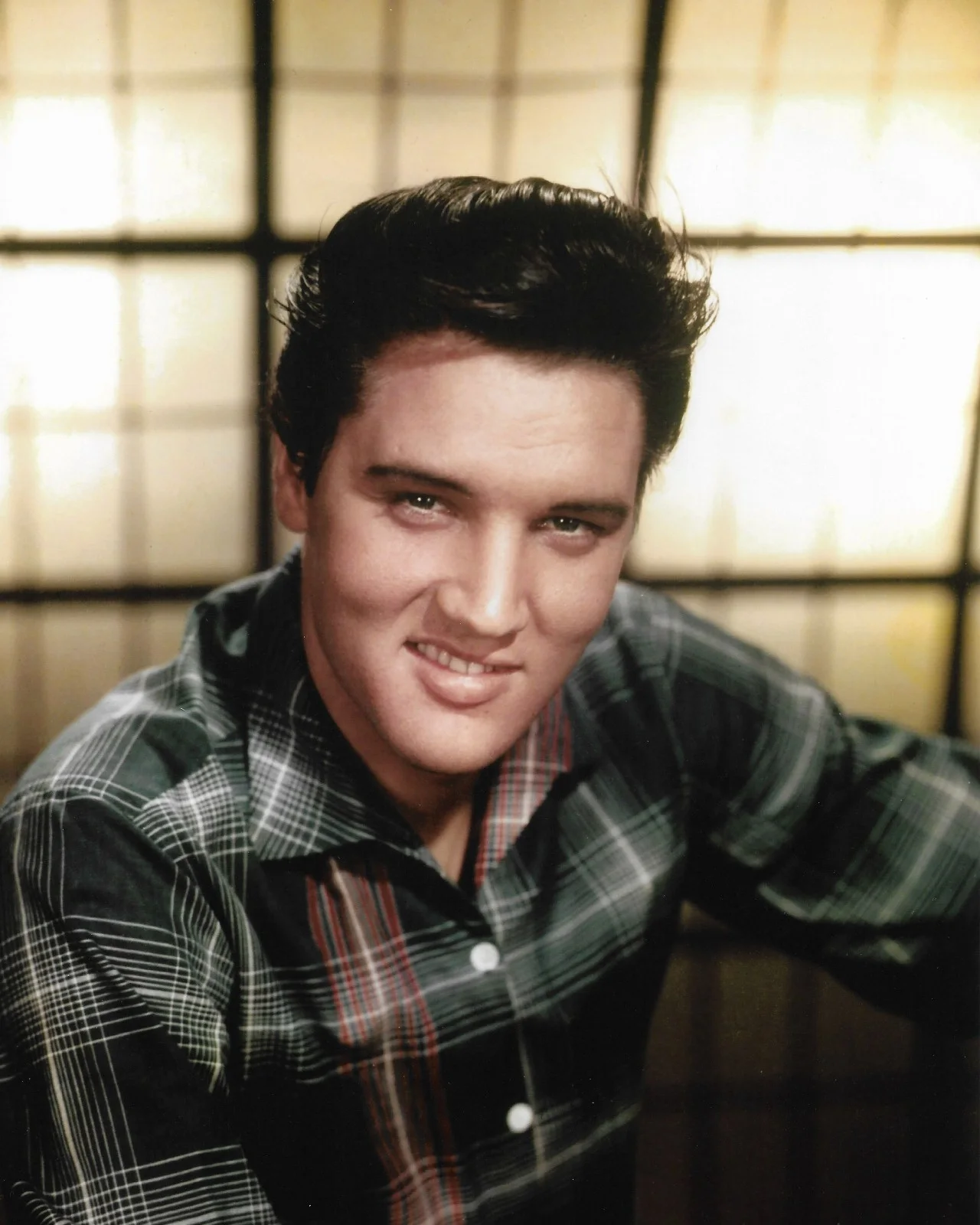 BLACK FRAMED ELVIS CHECK SHIRT - GLOSSY PRINTED PICTURE 12" x 15" (300mmx380mm), image 2