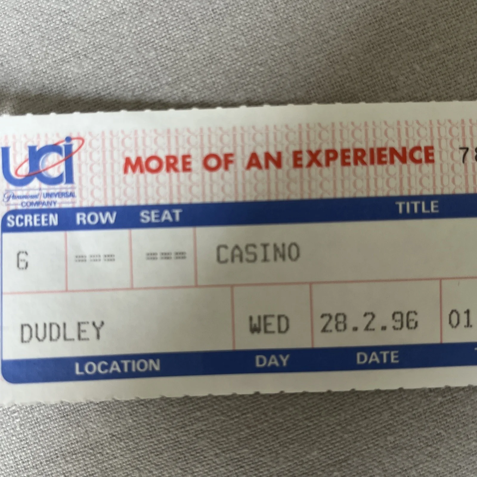 VINTAGE MOVIE STUB CASINO 1995 UCI DE NIRO SHARON STONE, изображение 2