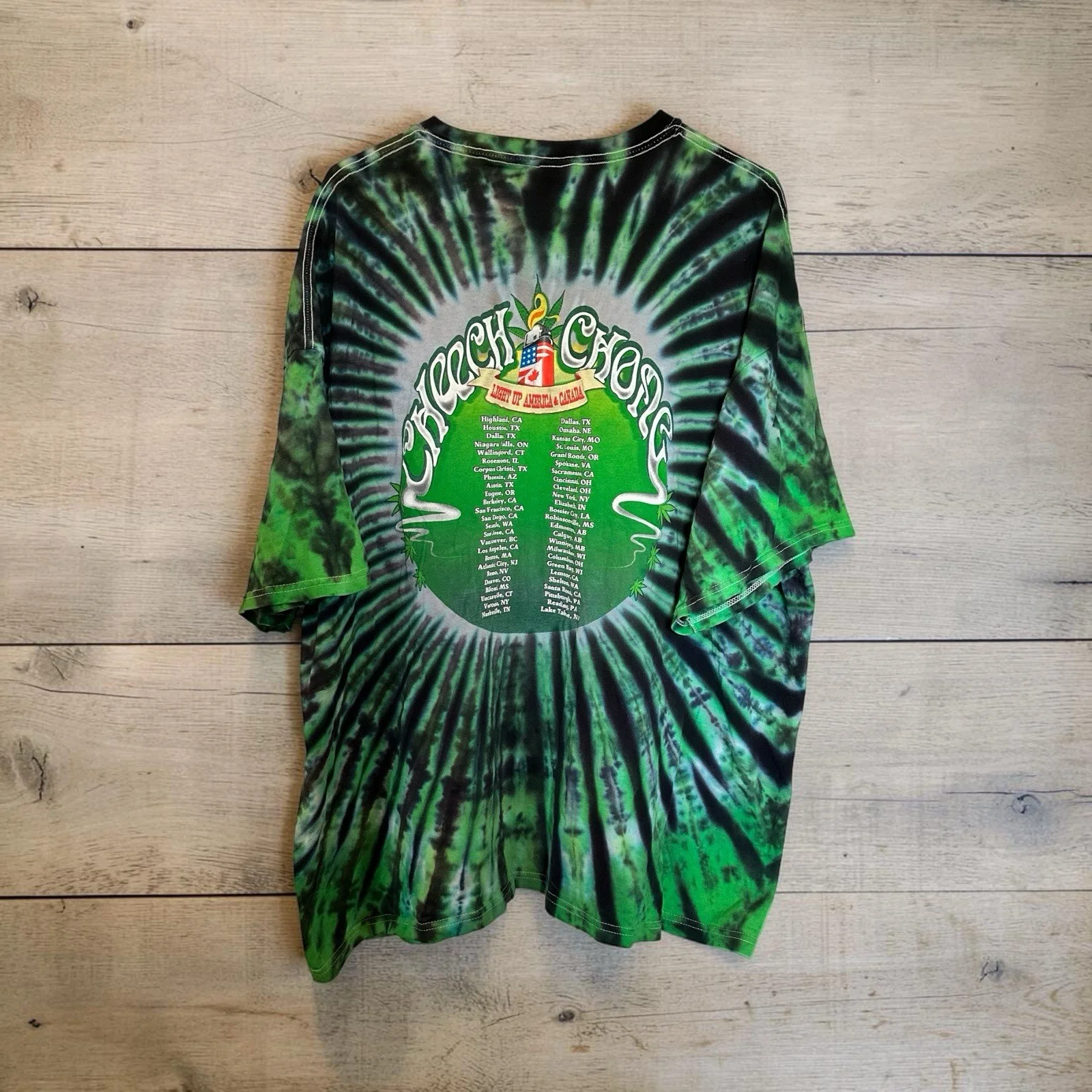 Cheech & Chong Light Up America Tour Tie Dye Gildan T Shirt 3XL 2008 Canada USA, изображение 2