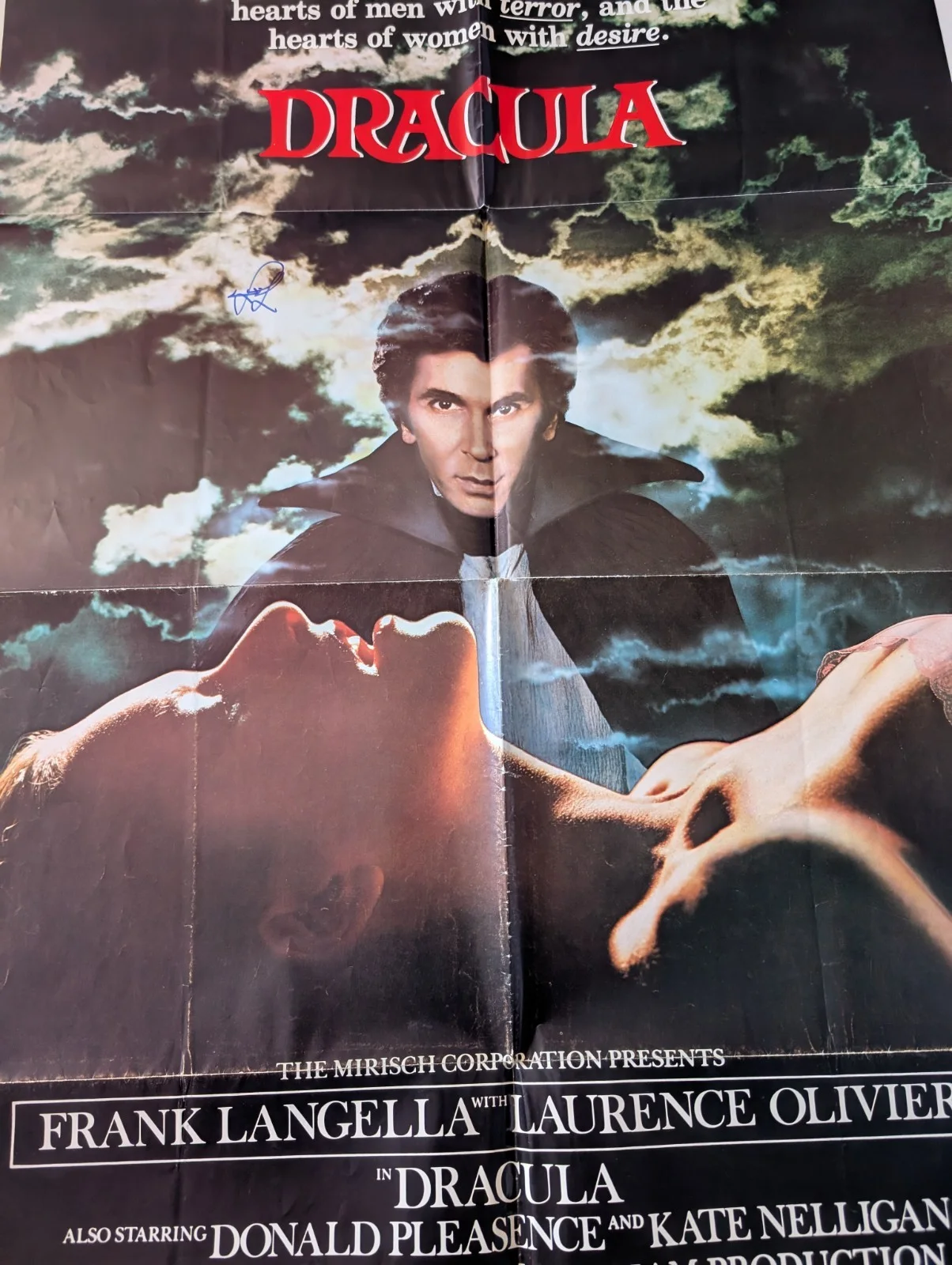 Dracula Original One Sheet Movie Poster Hand Signed Frank Langella Horror, image 2