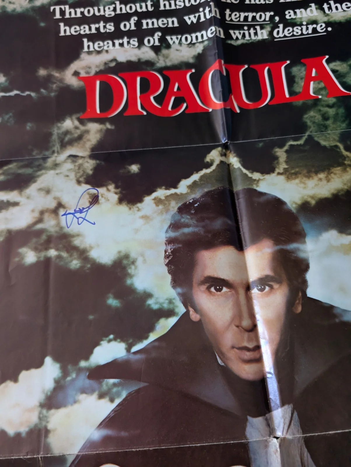 Dracula Original One Sheet Movie Poster Hand Signed Frank Langella Horror, image 3