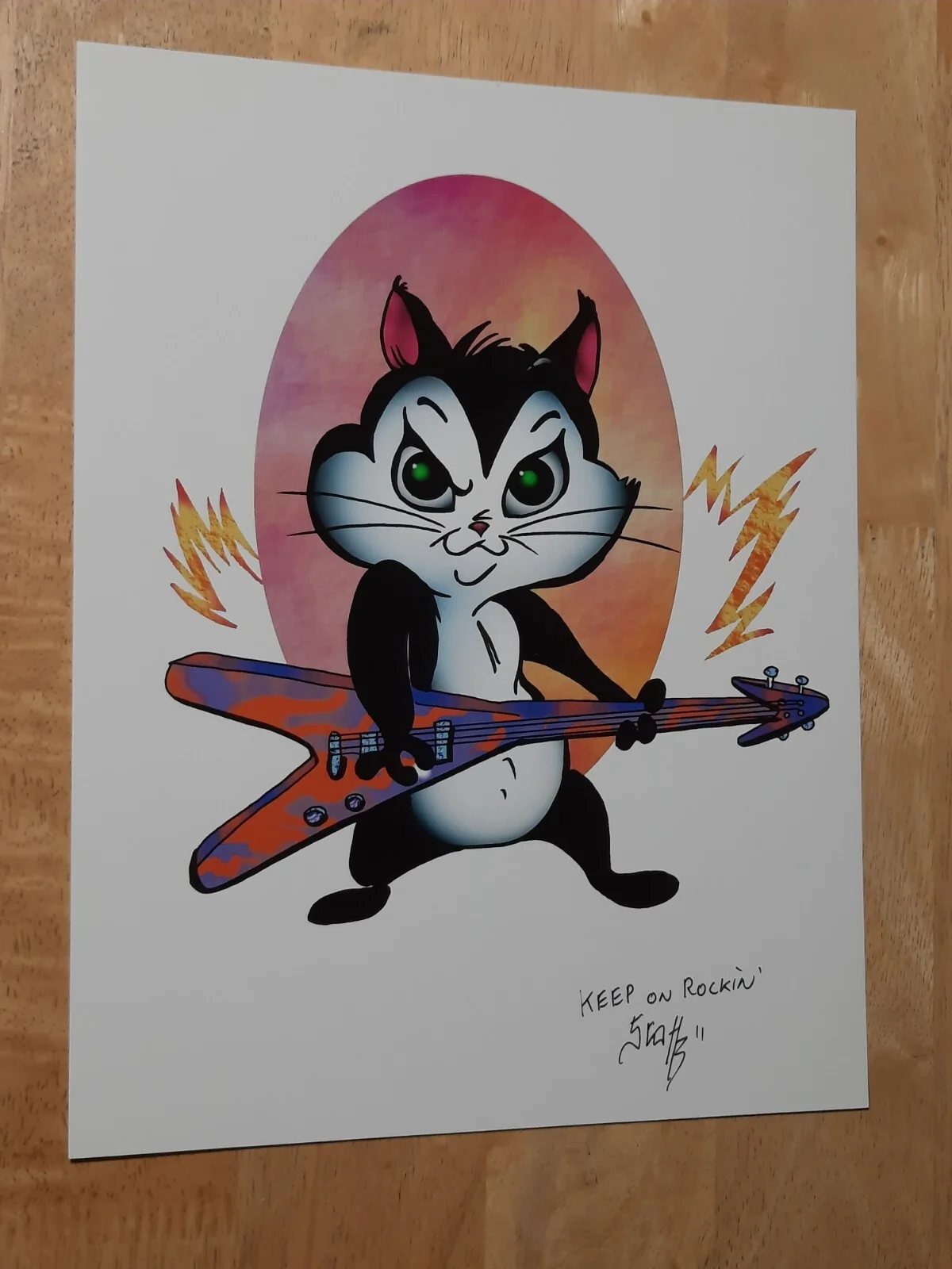 Scott Beaderstadt — Scott Beaderstadt Kitty Guitar Auto Autograph 8.5x11 Print Hand Signed With COA