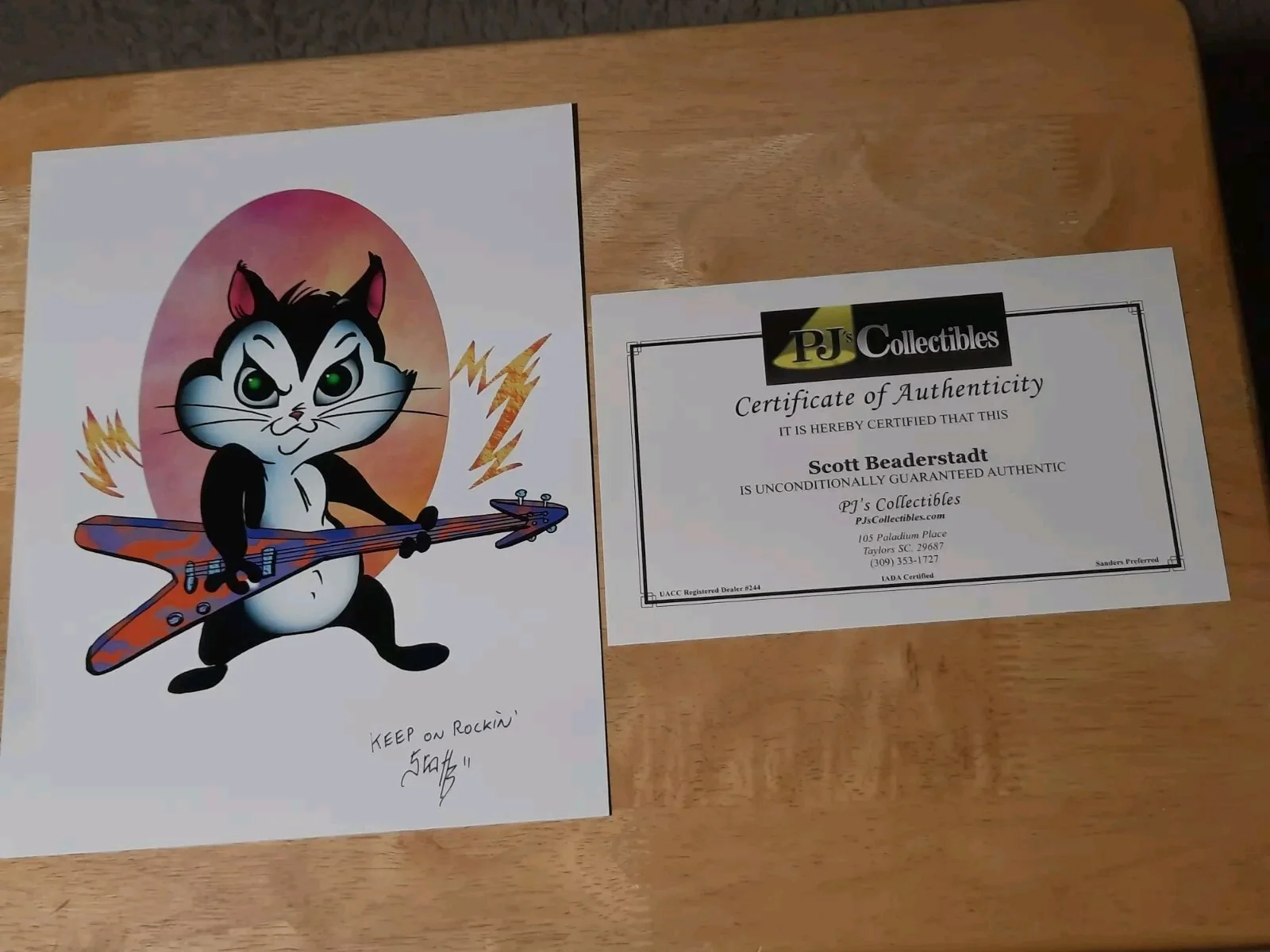 Scott Beaderstadt — Scott Beaderstadt Kitty Guitar Auto Autograph 8.5x11 Print Hand Signed With COA, изображение 4