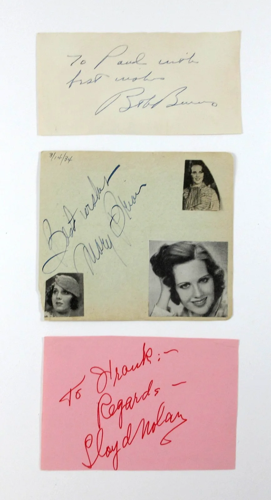 Various Celebrities — Vintage Hollywood Autograph Lot (8+) Milton Berle Tony Orlando Patricia Neal, изображение 3