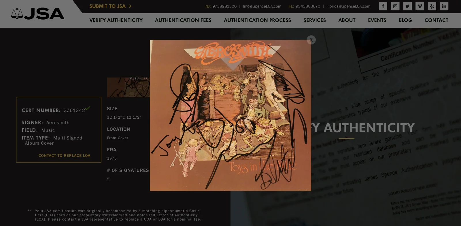 AEROSMITH X5 STEVEN TYLER JOE PERRY SIGNED TOYS IN THE ATTIC VINYL RECORD JSA, изображение 5