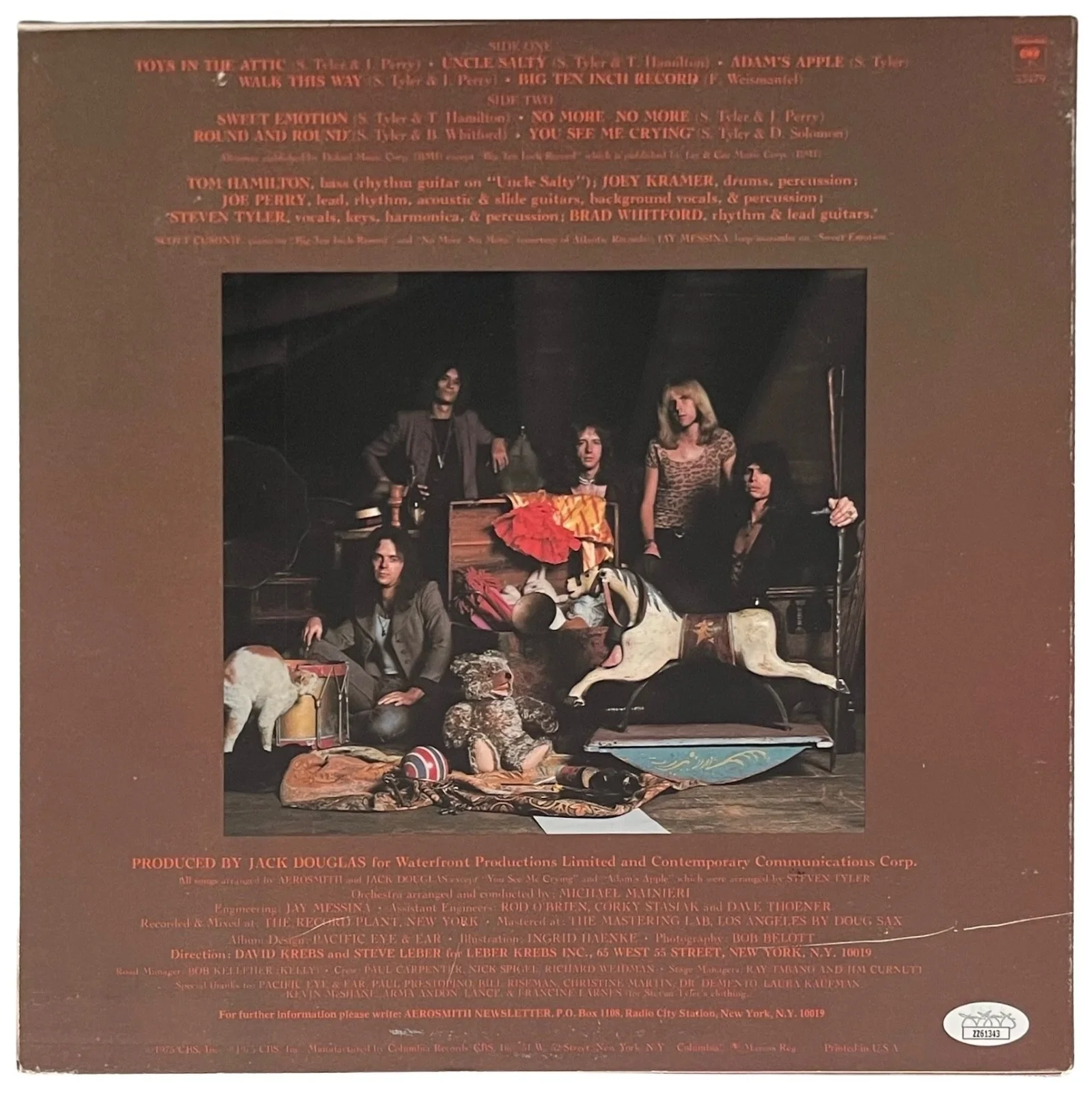 AEROSMITH X5 STEVEN TYLER JOE PERRY SIGNED TOYS IN THE ATTIC VINYL RECORD JSA, изображение 2