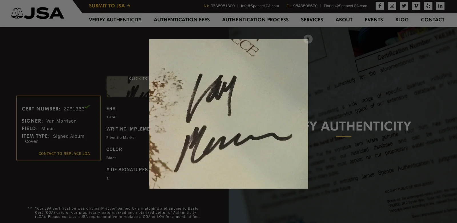VAN MORRISON SIGNED VEEDON FLEECE VINYL RECORD JSA LOA ZZ61363, изображение 5