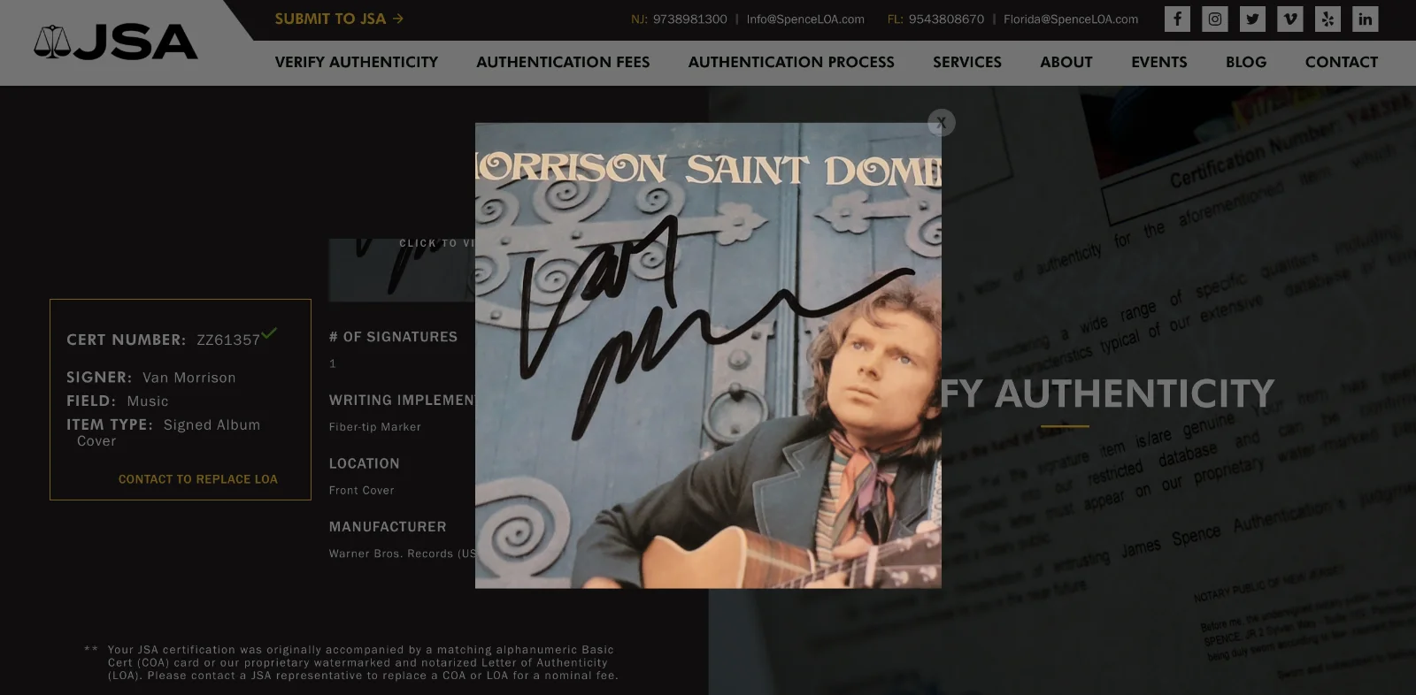VAN MORRISON SIGNED SAINT DOMINIC'S PREVIEW VINYL RECORD JSA LOA ZZ61357, image 5