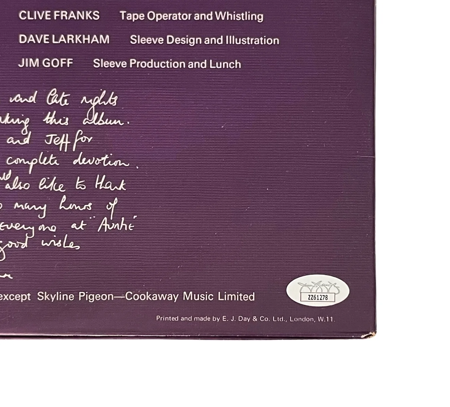 ELTON JOHN SIGNED EMPTY SKY VINYL RECORD W/"WITH LOVE" INSCRIPTION JSA LOA, изображение 3