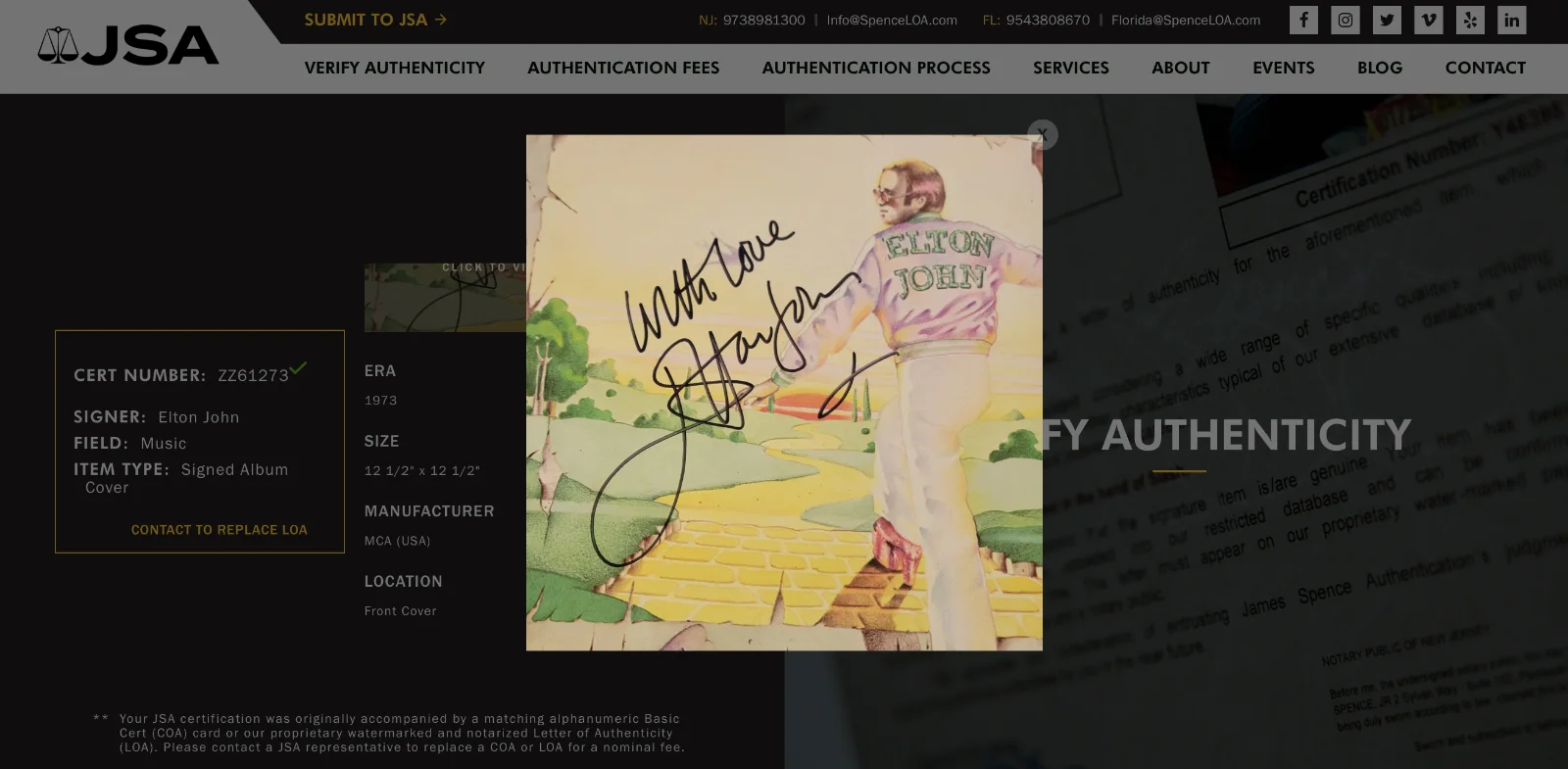 ELTON JOHN SIGNED GOODBYE YELLOW BRICK ROAD VINYL RECORD JSA LOA ZZ61273, изображение 5