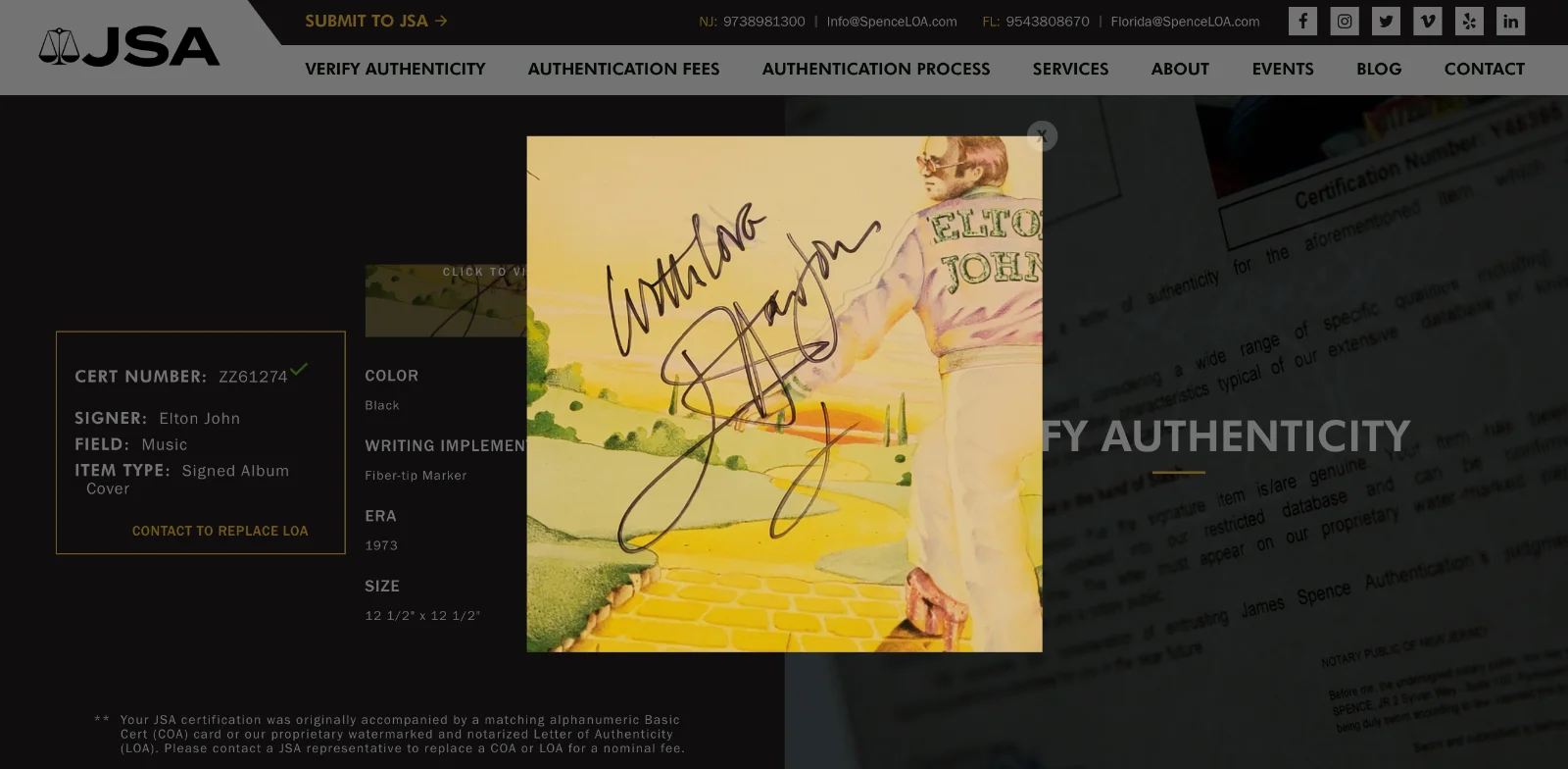 ELTON JOHN SIGNED GOODBYE YELLOW BRICK ROAD VINYL RECORD JSA LOA ZZ61274, изображение 5