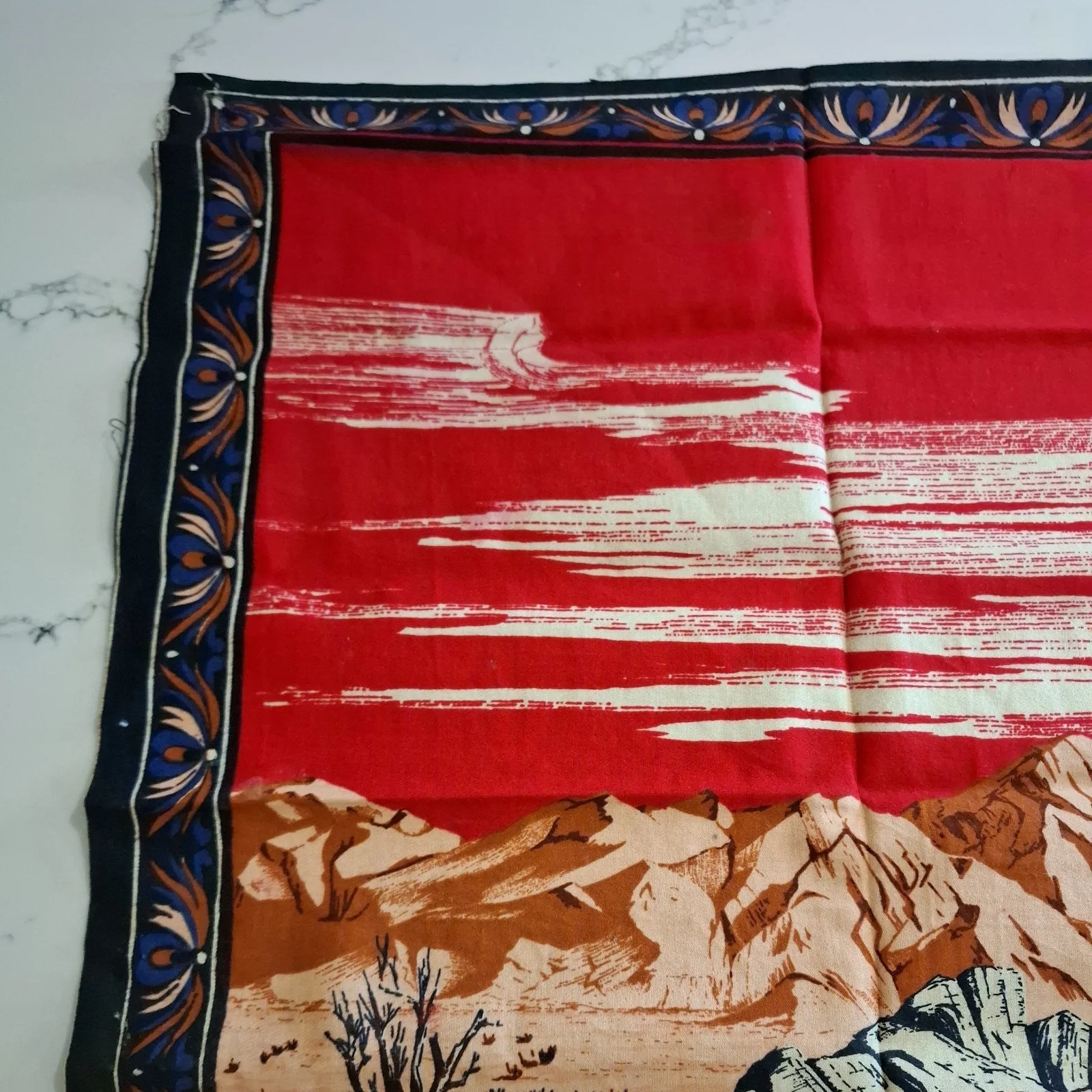 Vintage 70's ' John Wayne Western Cowboy Tapestry ' Cotton Wall Hanging RARE, image 4