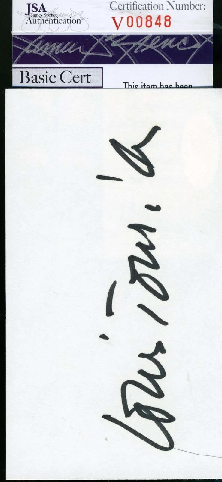 LOUIS JOURDAN — Louis Jourdan Jsa Coa Hand Signed 3x5 Index Card Autograph Authenticated