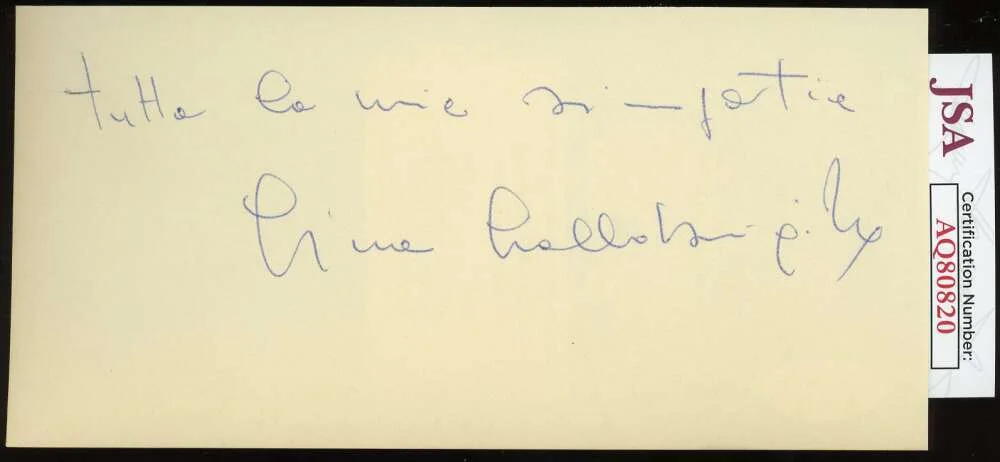 Gina Lollobrigida — Gina Lollobrigida JSA Coa Signed Vintage Album Page Autograph