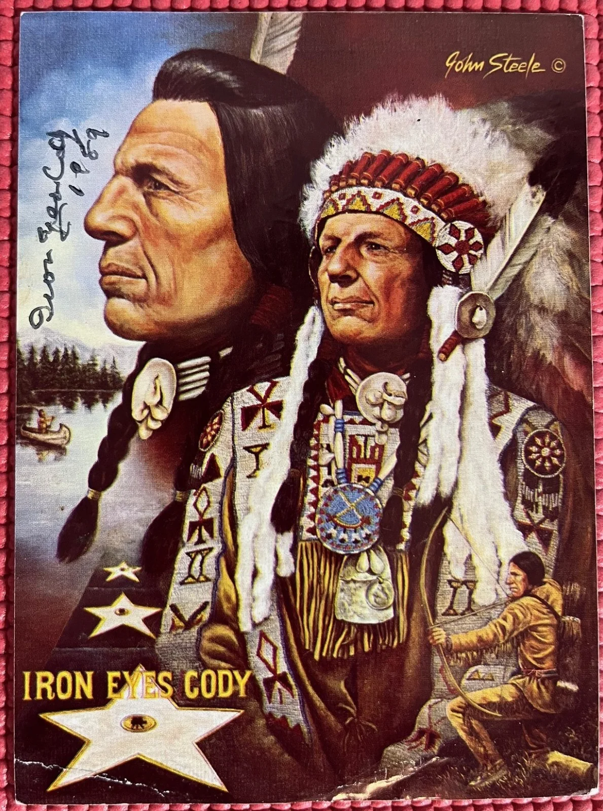 Iron Eyes Cody — PSA/DNA slabbed signed IRON EYES CODY autographed 4"x 6" POSTCARD, image 4