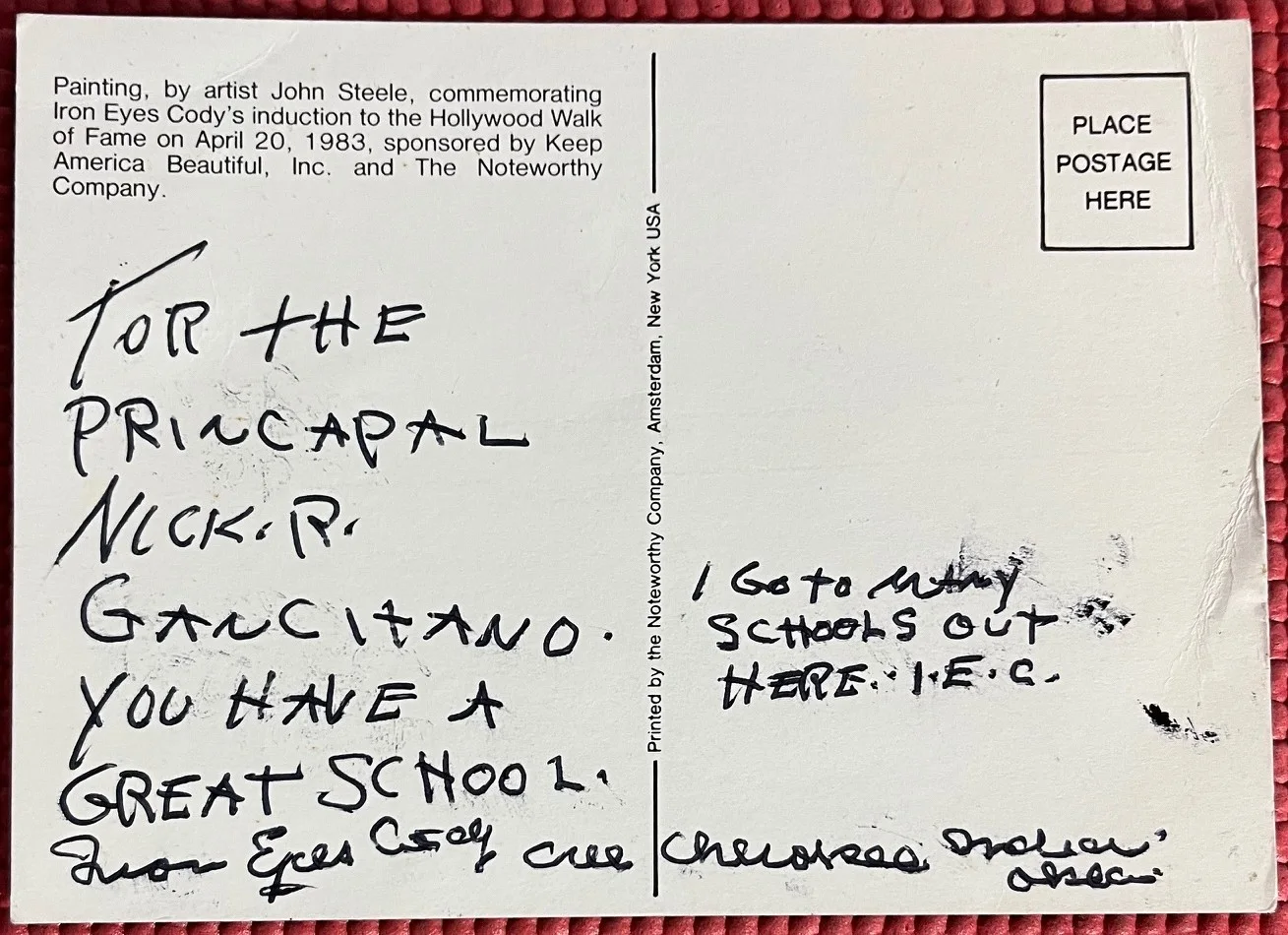 Iron Eyes Cody — PSA/DNA slabbed signed IRON EYES CODY autographed 4"x 6" POSTCARD, image 5
