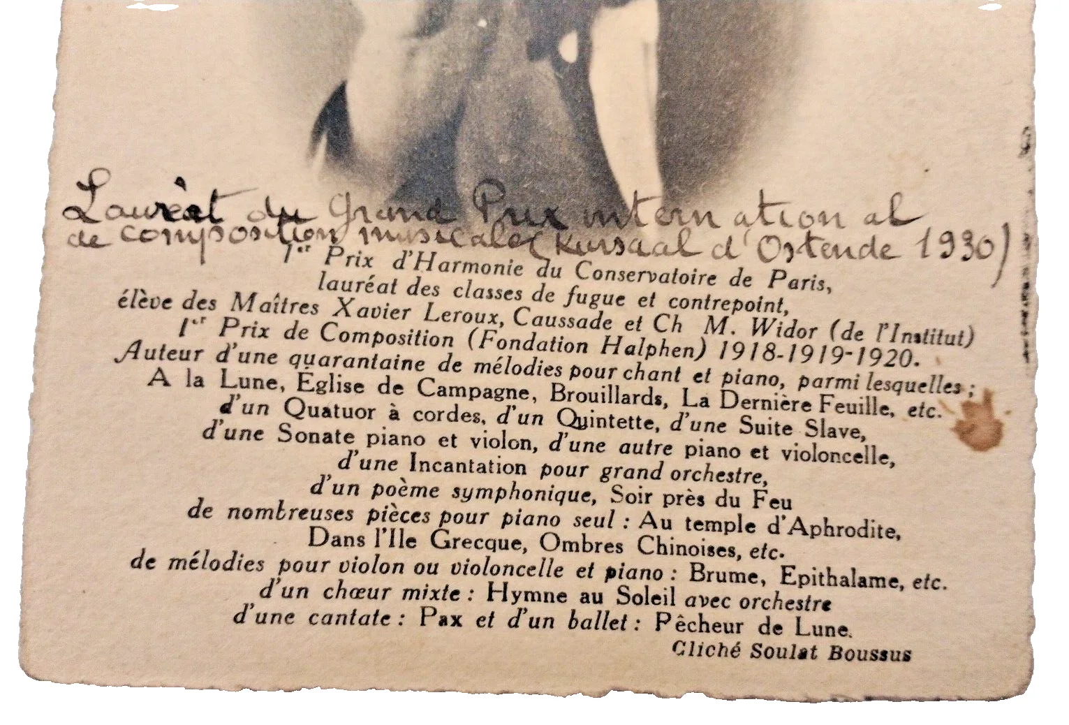 1931 Paul Fievet Composer Signed Paris Postcard Rare Autograph Photo, изображение 4