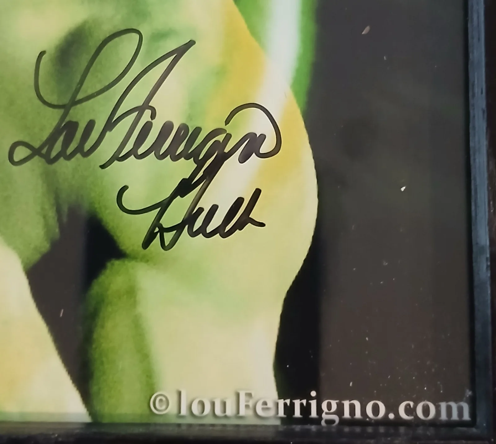 LOU FERRIGNO — LOU FERRIGO THE INCREDIBLE HULK SIGNED 8X10 PHOTO IN BLACK FRAME, изображение 3