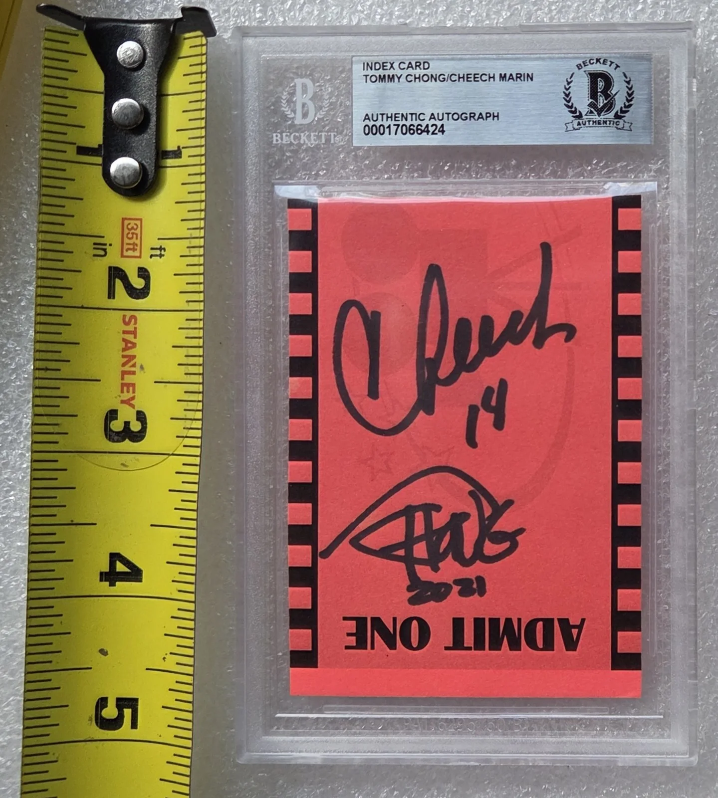 CHEECH & CHONG SIGNED SLABBED BECKETT BAS COA AUTOGRAPHED MOVIE AND TOMMY MARIN, image 2