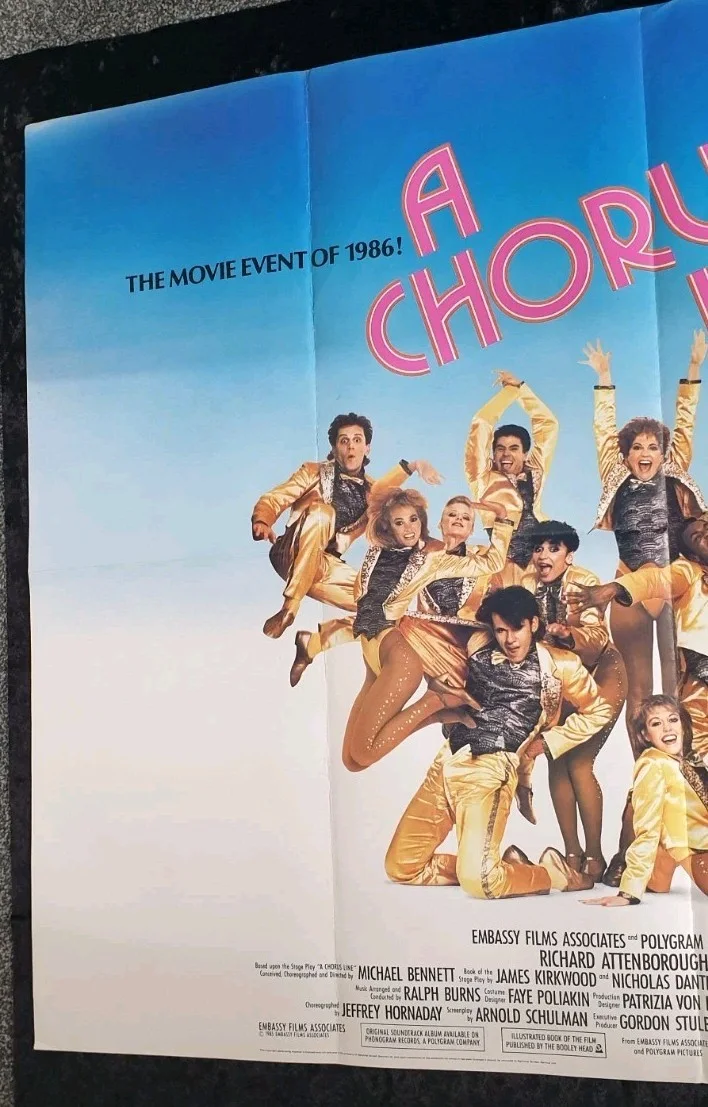 Original A CHORUS LINE Folded UK Quad Poster 1985 40x30 Musical Film, изображение 2