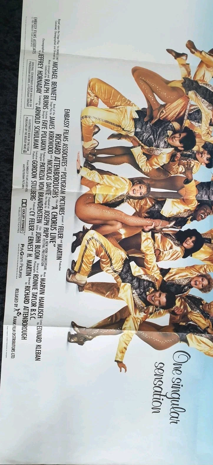 Original A CHORUS LINE Folded UK Quad Poster 1985 40x30 Musical Film, изображение 4