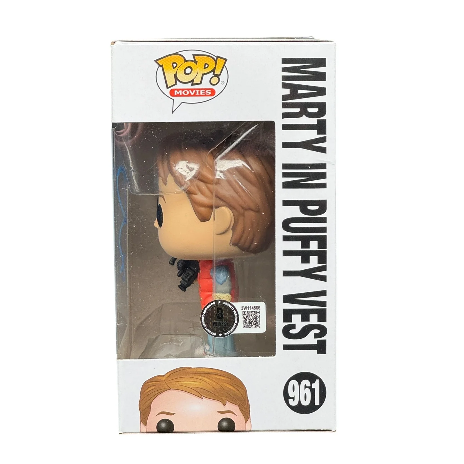 Michael J Fox — Michael J Fox Signed Marty In Puffy Vest Funko Pop 961 BTTF Beckett BAS COA, изображение 2