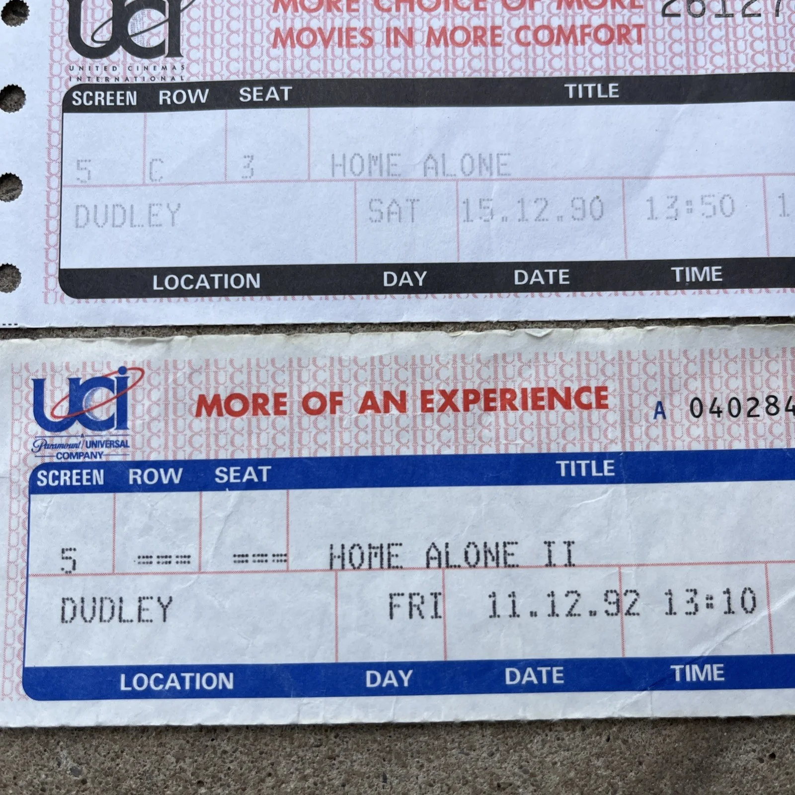 VINTAGE MOVIE STUBS HOME ALONE 1 & 2 UCI, изображение 3