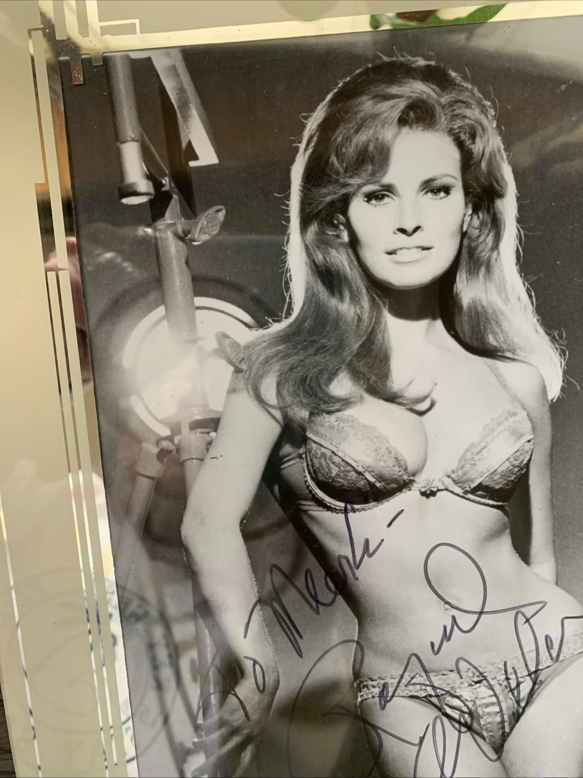 Raquel Welch — Raquel Welch Signed 8 X 10 Photo Black & White Sexy Shot DECO FRAME, image 5