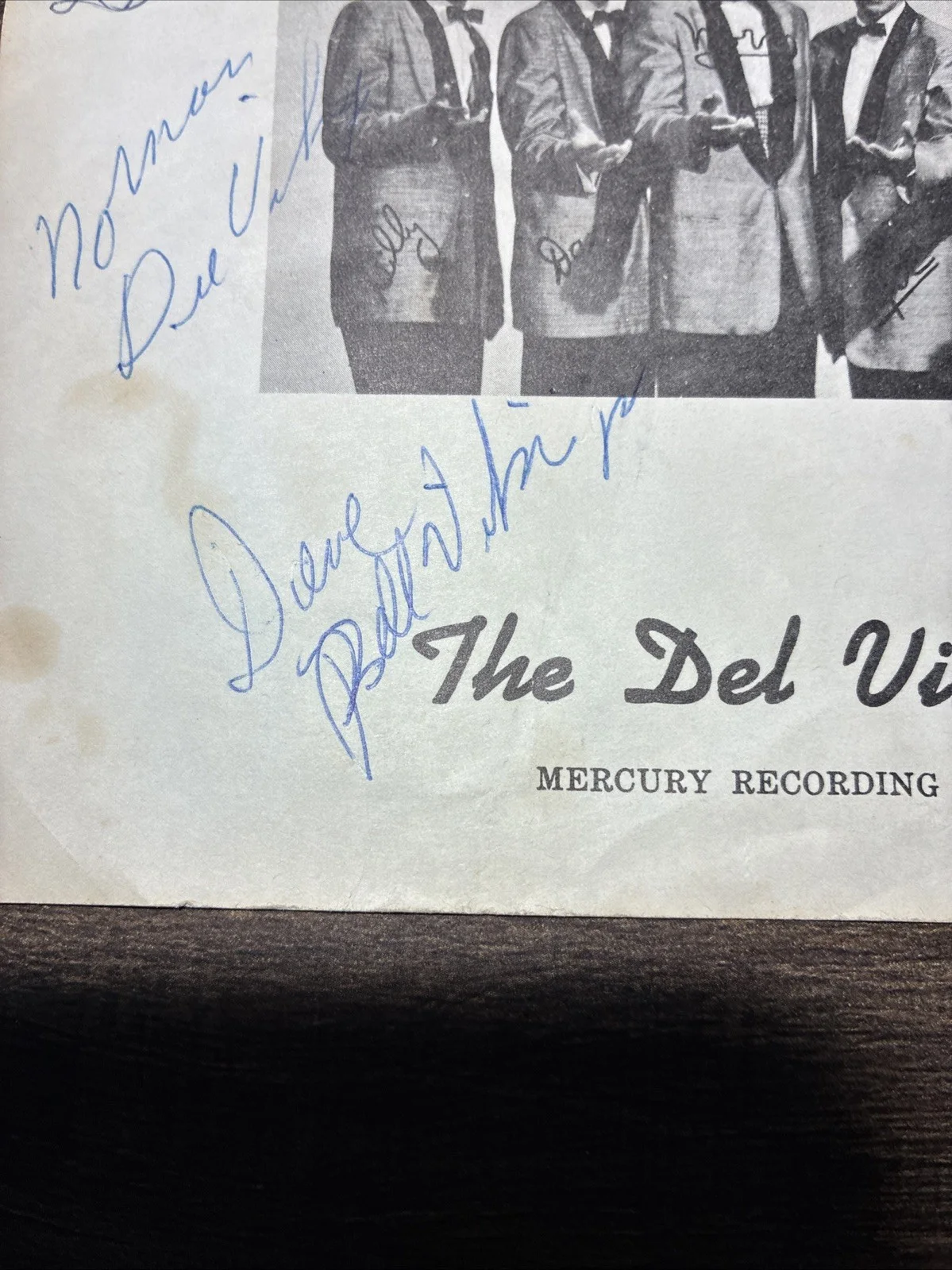 THE DEL VIKINGS Concert Playbill SIGNED 5 AUTOGRAPHS 1950s Newburgh NY Severance, изображение 5
