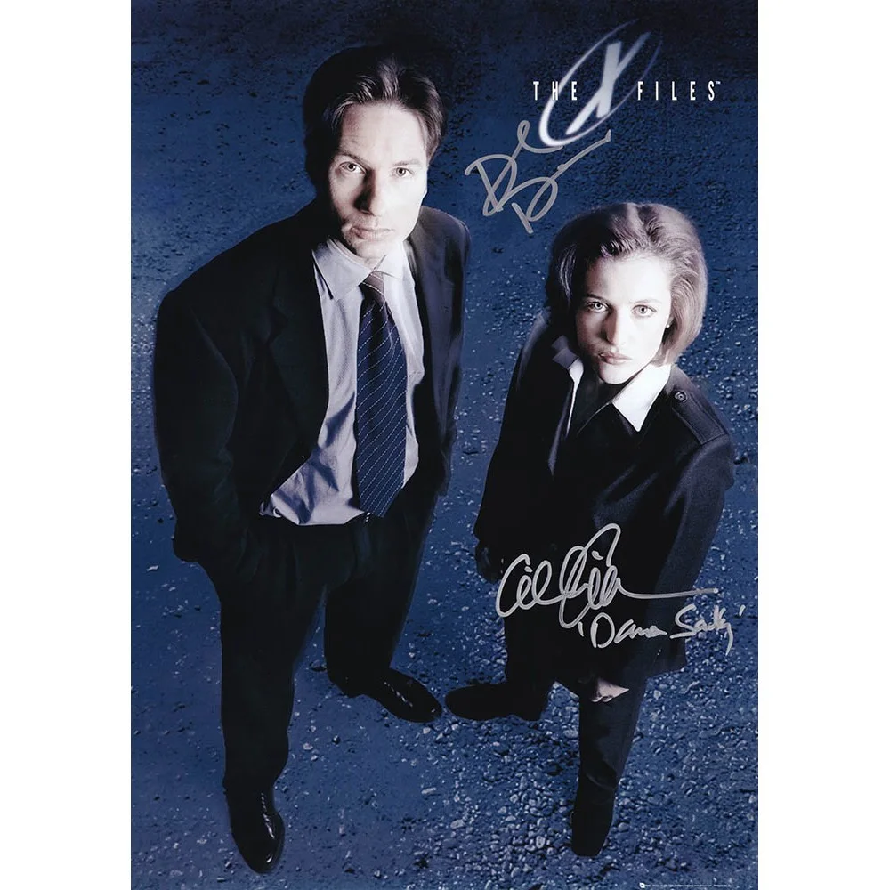 X FILES CAST — X FILES TV SHOW DAVID DUCHOVNY GILLIAN ANDERSON 8.5X11 SIGNED PHOTO AUTOGRAPH