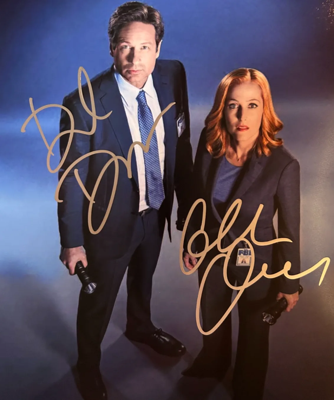 X FILES CAST — X FILES TV SHOW DAVID DUCHOVNY GILLIAN ANDERSON 8.5X11 SIGNED PHOTO AUTOGRAPH