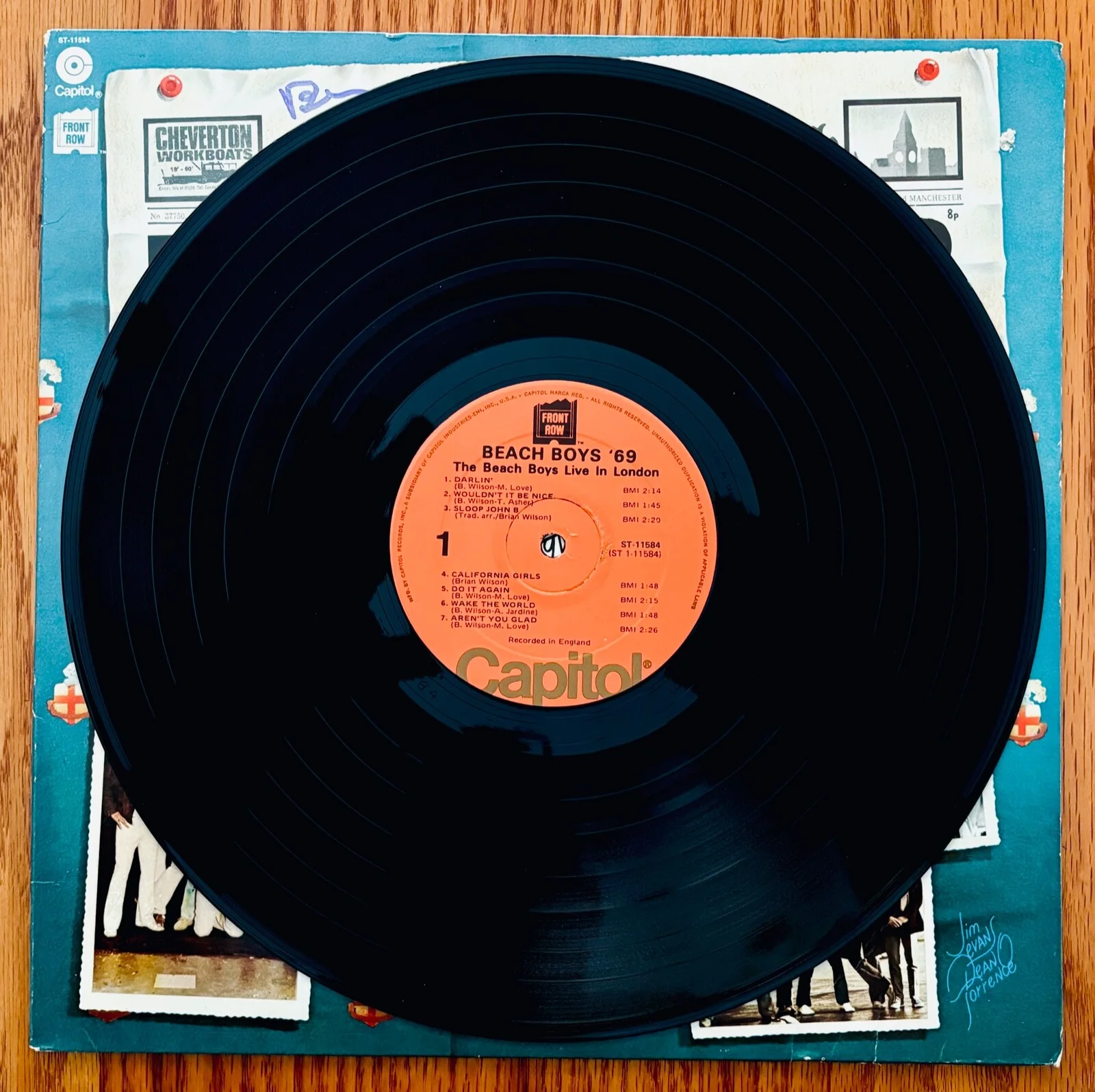THE BEACH BOYS~Brian Wilson Signed THE BEACH BOYS '69 (Live) Album~N Mint, изображение 2