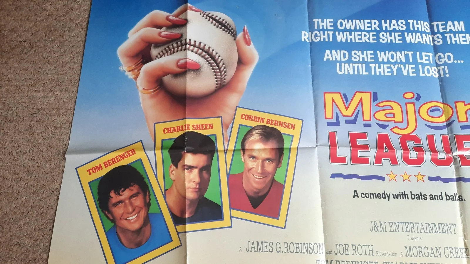 Major League 1989 ORIGINAL Poster UK Quad 30x40" 1980s charlie sheen, изображение 3
