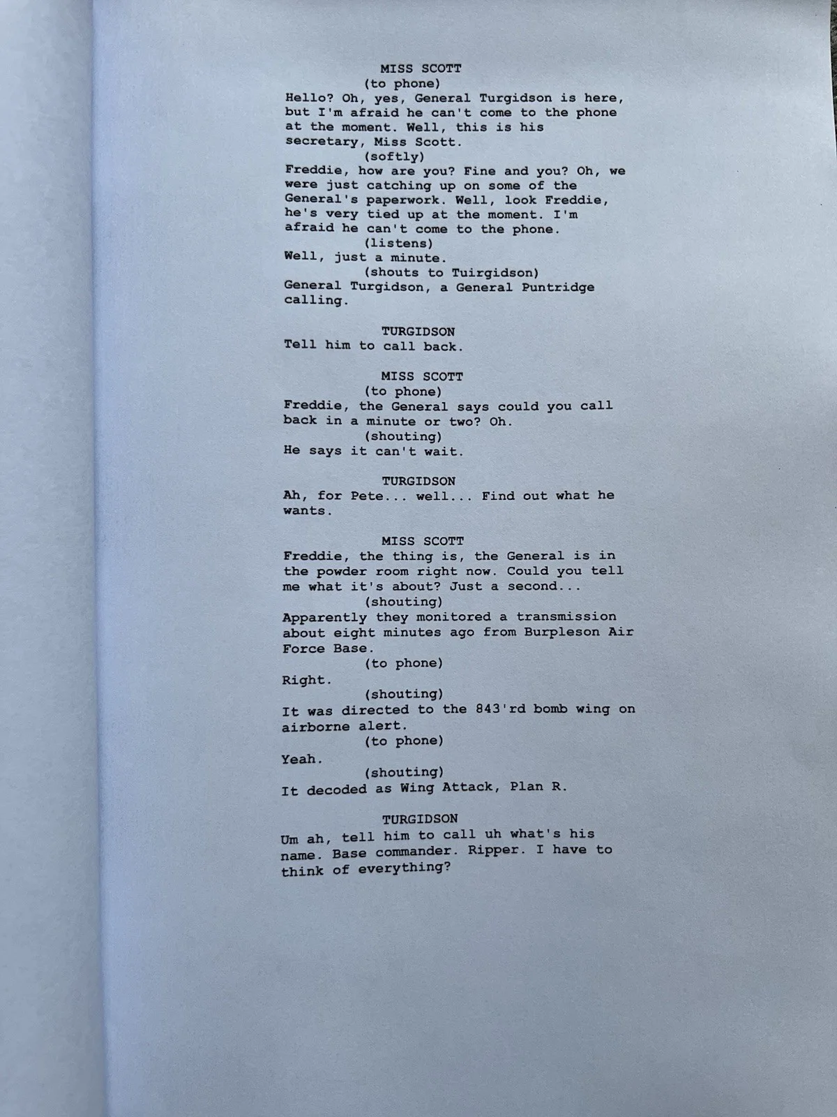 Dr. Strangelove Film Script. Peter Sellers. James Earl Jones. George C. Scott., image 2