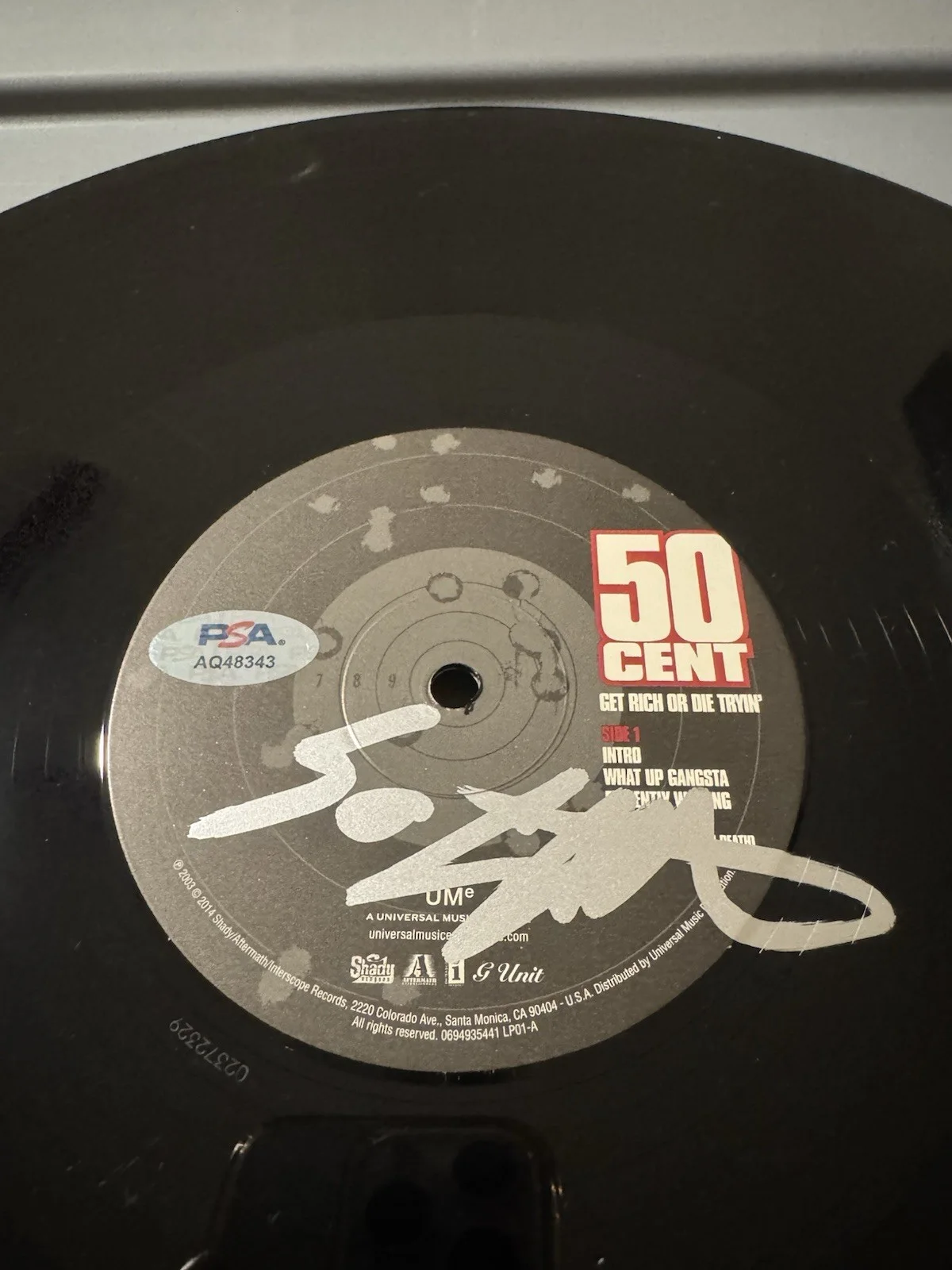 50 Cent Signed Autographed Get Rich Or Die Tryin Album Vinyl DISC PSA Authentic, image 3
