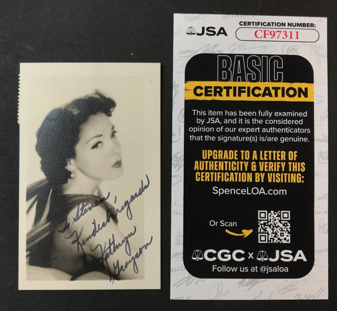 Kathryn Grayson — Kathryn Grayson Signed 4x21/2" Photo JSA (Personal.) 1940-50s Film Actor w/COA!